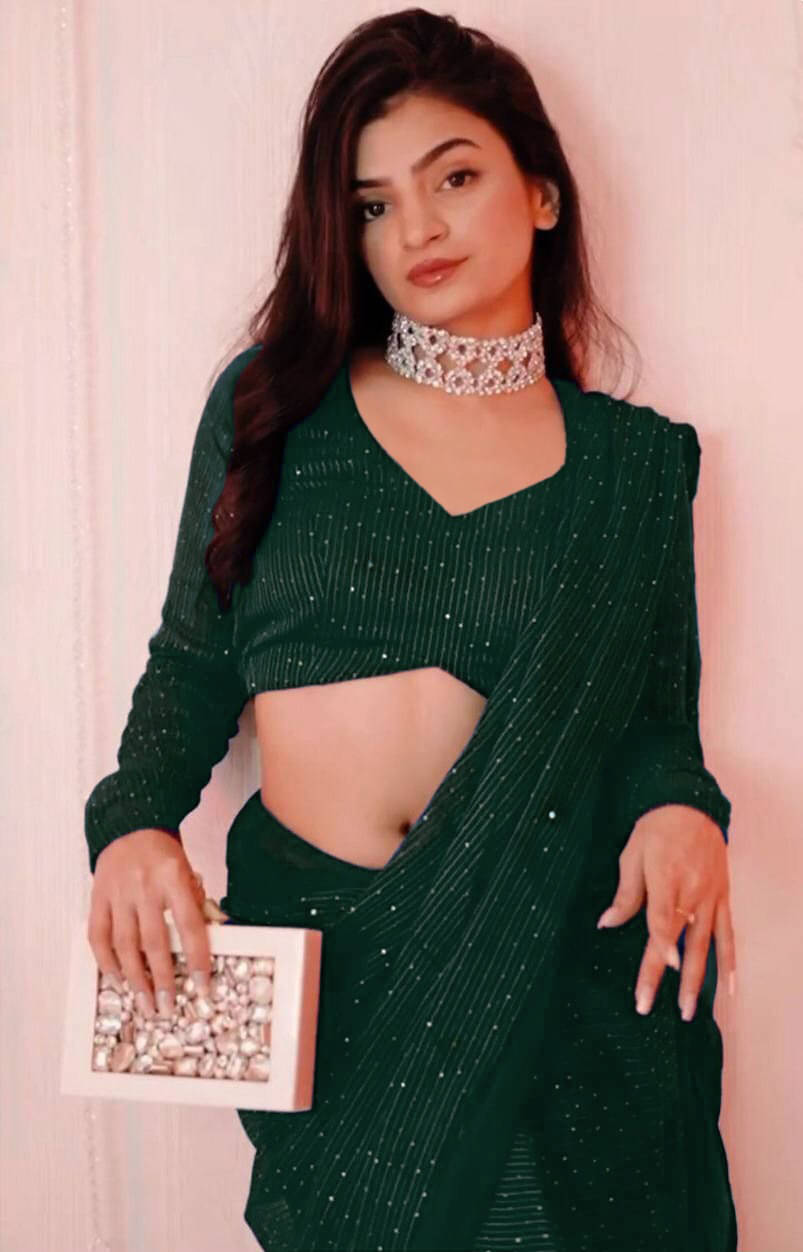SATVASHIV Georgette Embroidered Regular Saree With Unstitched Blouse Piece ( Green ) SATVASHIV Georgette Embroidered Regular Saree With Unstitched Blouse Piece ( Green )