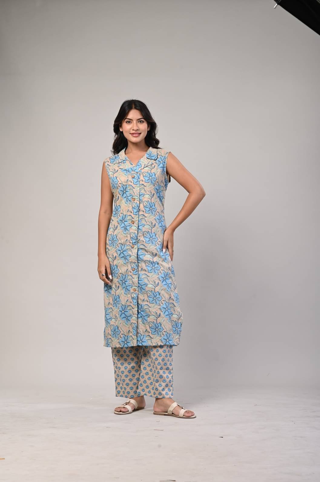     			SEREN MILANO Women Cotton Printed A-line Kurti With Pants ( Multicolor )