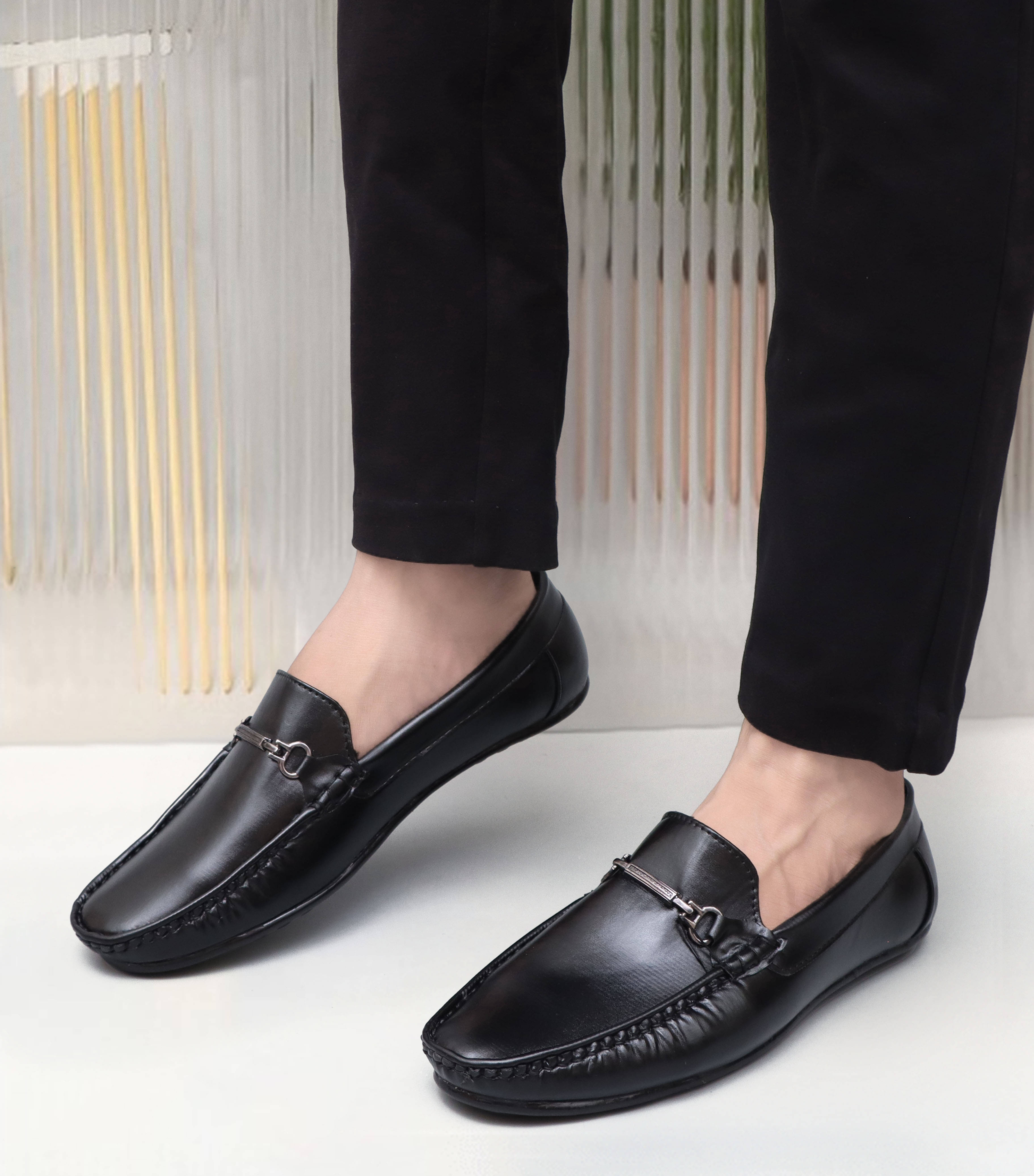     			SHUAN Black Men's Penny Shoes