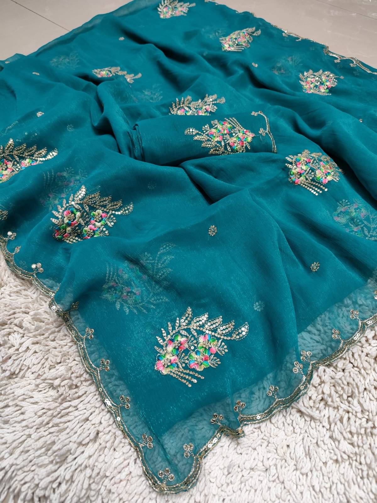     			Sareez House Chiffon Embroidered Regular Saree With Unstitched Blouse Piece ( Multicolor 2 )