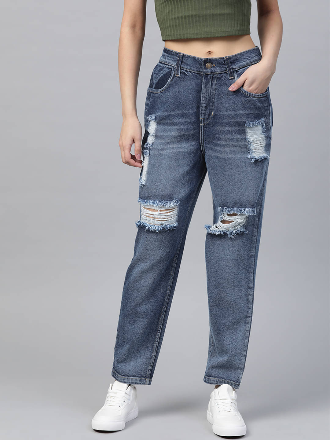     			Sassafras Women's Relaxed Fit Mid-Rise Jeans ( Blue )