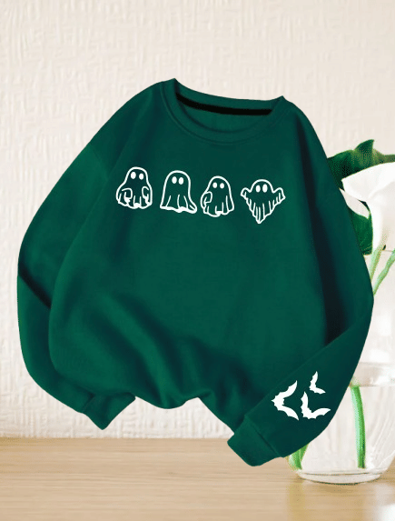 THAWE PARIDHAN Women Fleece Round Neck Sweatshirt ( Green ) THAWE PARIDHAN Women Fleece Round Neck Sweatshirt ( Green )