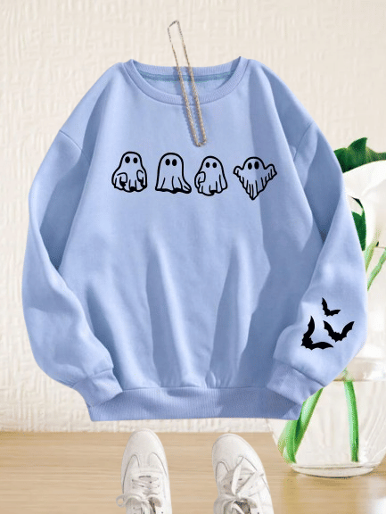    			THAWE PARIDHAN Women's Fleece Round Neck Sweatshirt ( Blue )