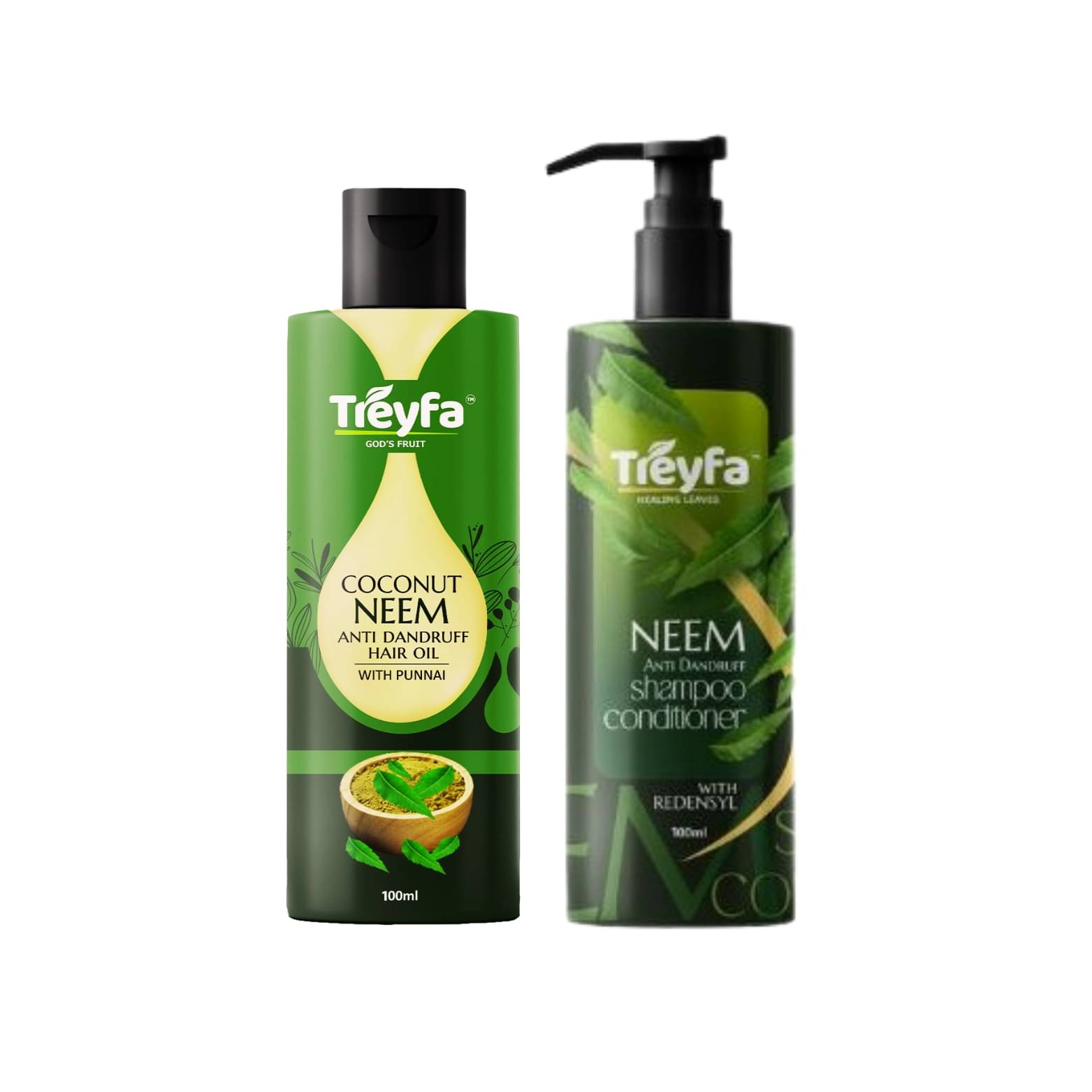     			Treyfa Neem Anti-Dandruff Hair Oil, Shampoo & Conditioner100ml Combo | Herbal Hair Fall Control & Scalp Care | Unisex Daily Use | 100ml Each