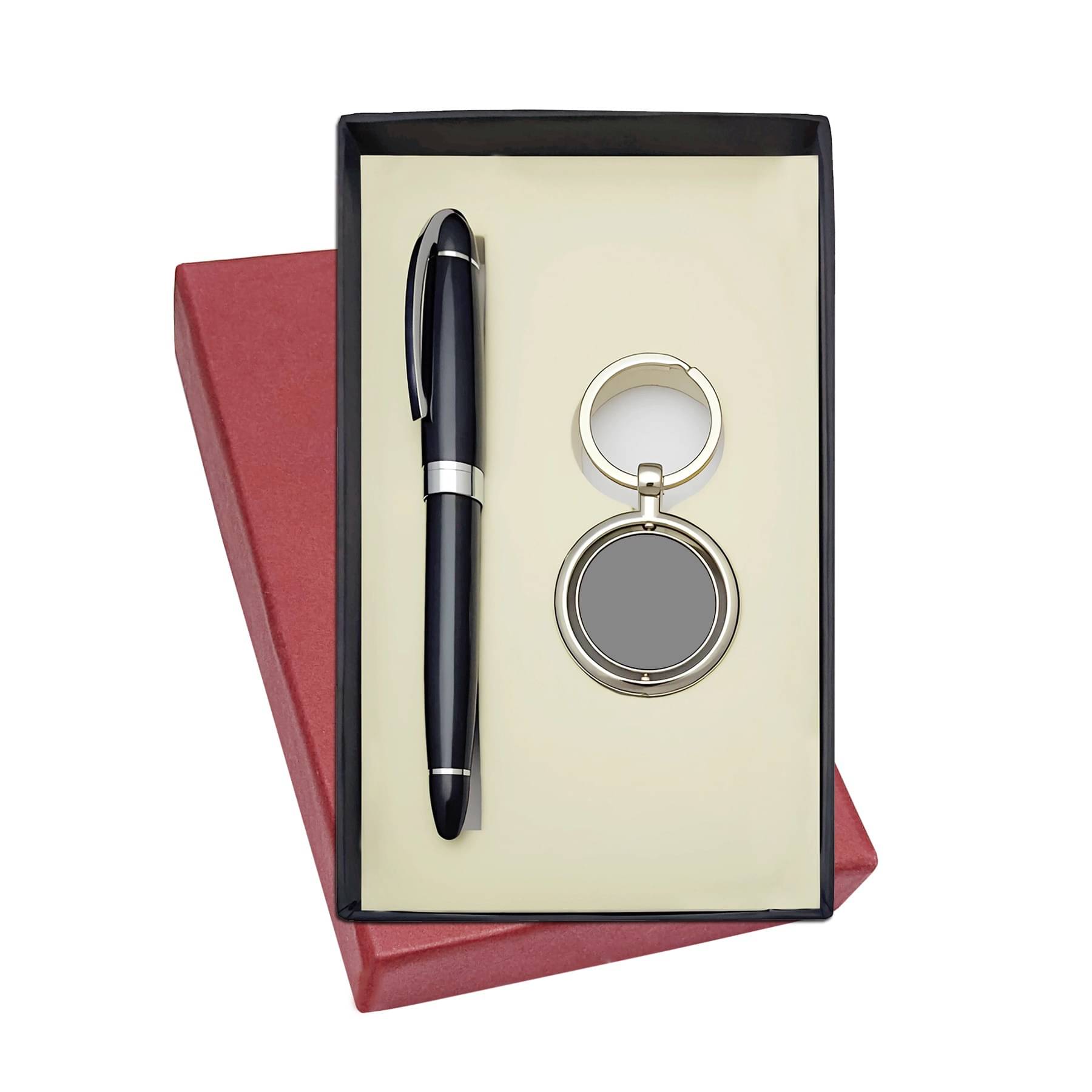     			UJJi 2in1 Executive Look Chrome Plated Pen with Revolving Keychain Pen Gift Set