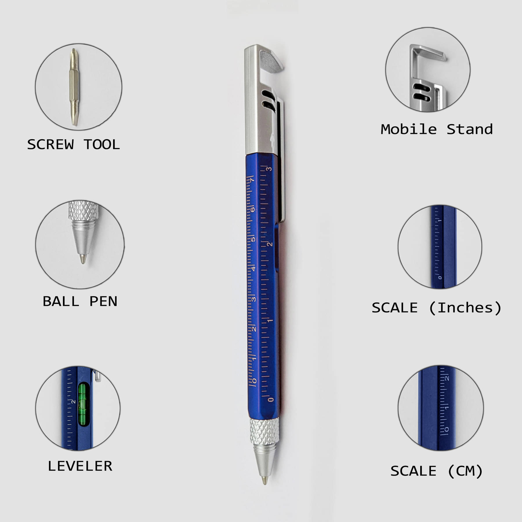     			UJJi 5X1 Multi Use Pen in Blue Colour Engineering Multi Function Pen