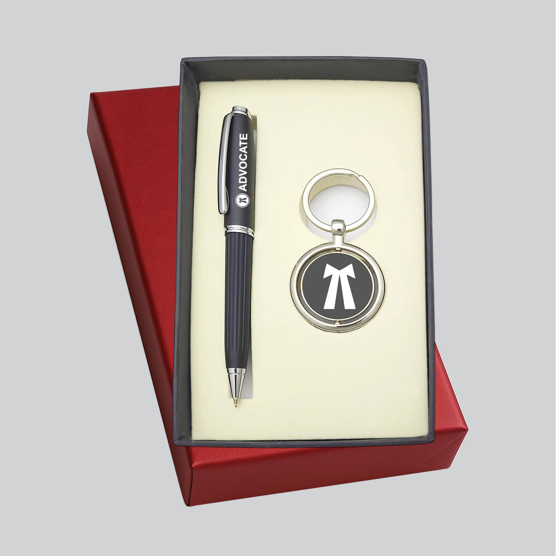 UJJi Advocate Logo Line Pattern Black Metal Pen with Revolving Keychain Pen Gift Set UJJi Advocate Logo Line Pattern Black Metal Pen with Revolving Keychain Pen Gift Set