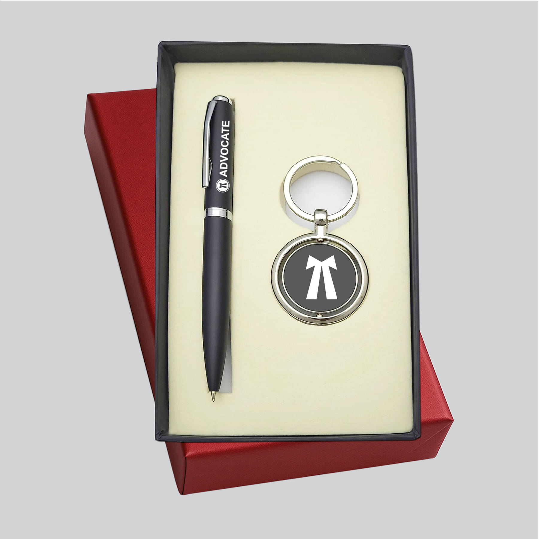     			UJJi Advocate Logo Matte Black Metal Pen with Revolving Metal Keychain Pen Gift Set