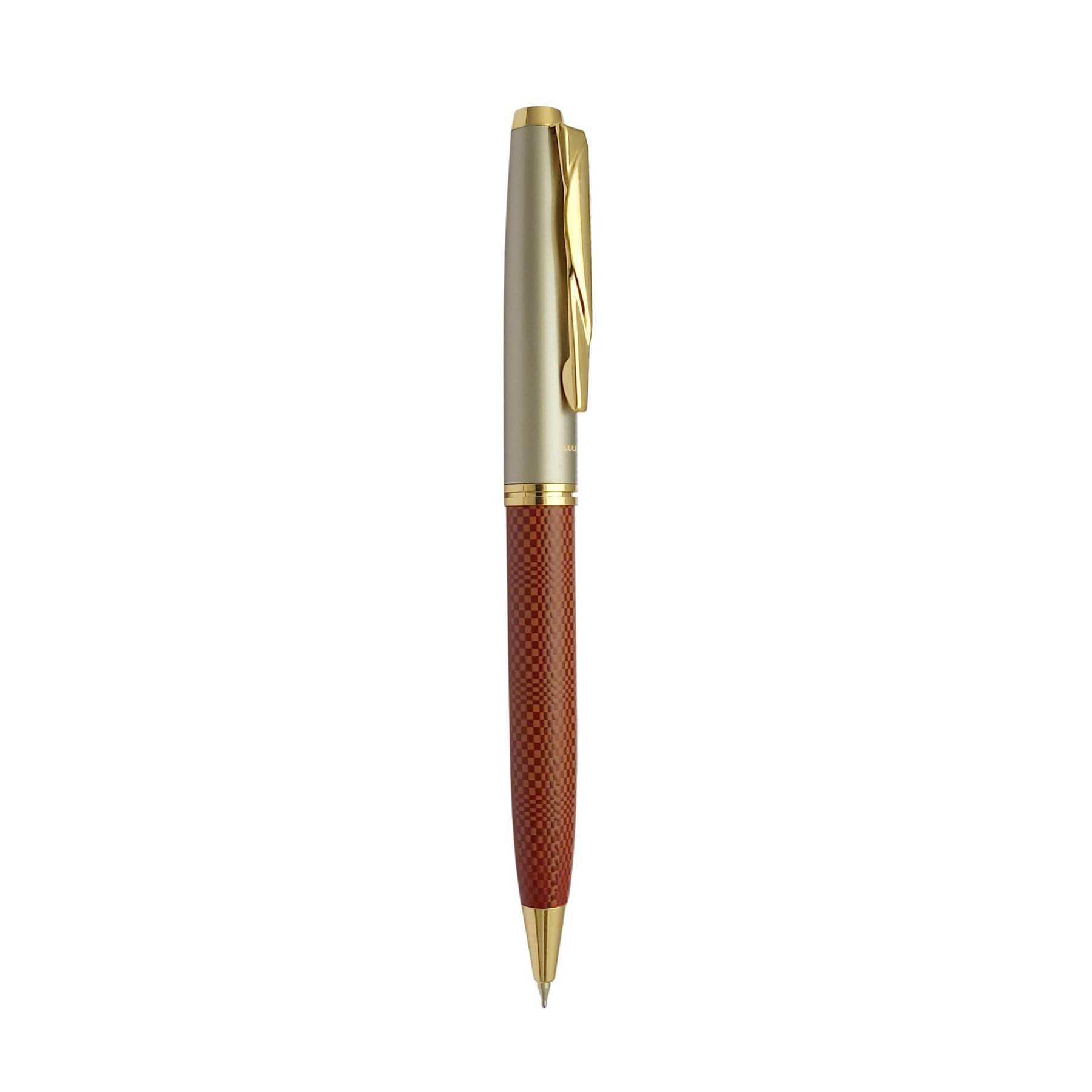     			UJJi Check Pattern Brown with Golden Part Ball Pen