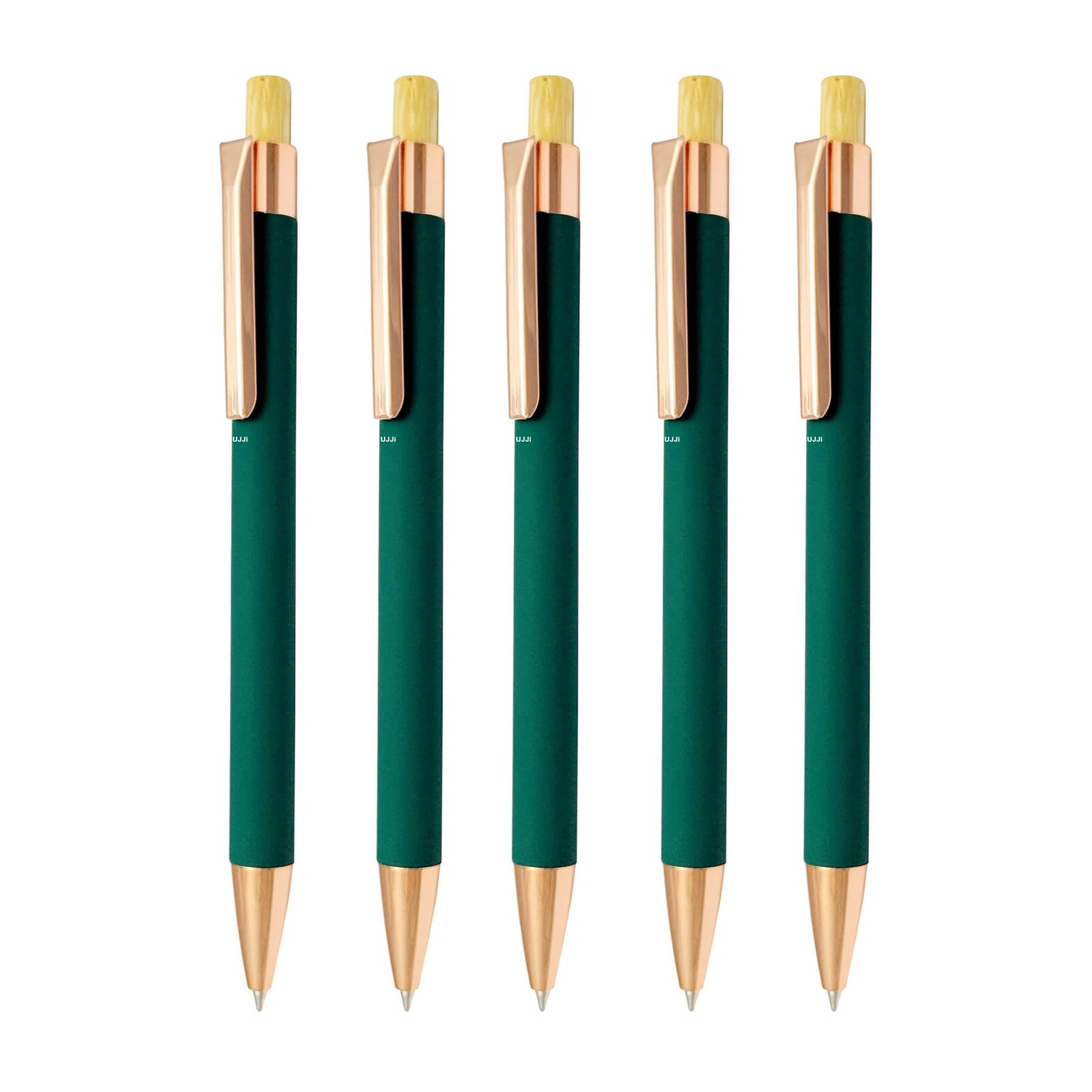     			UJJi Green Body Matte Finsh with Wooden Top Metal Ball Pen
