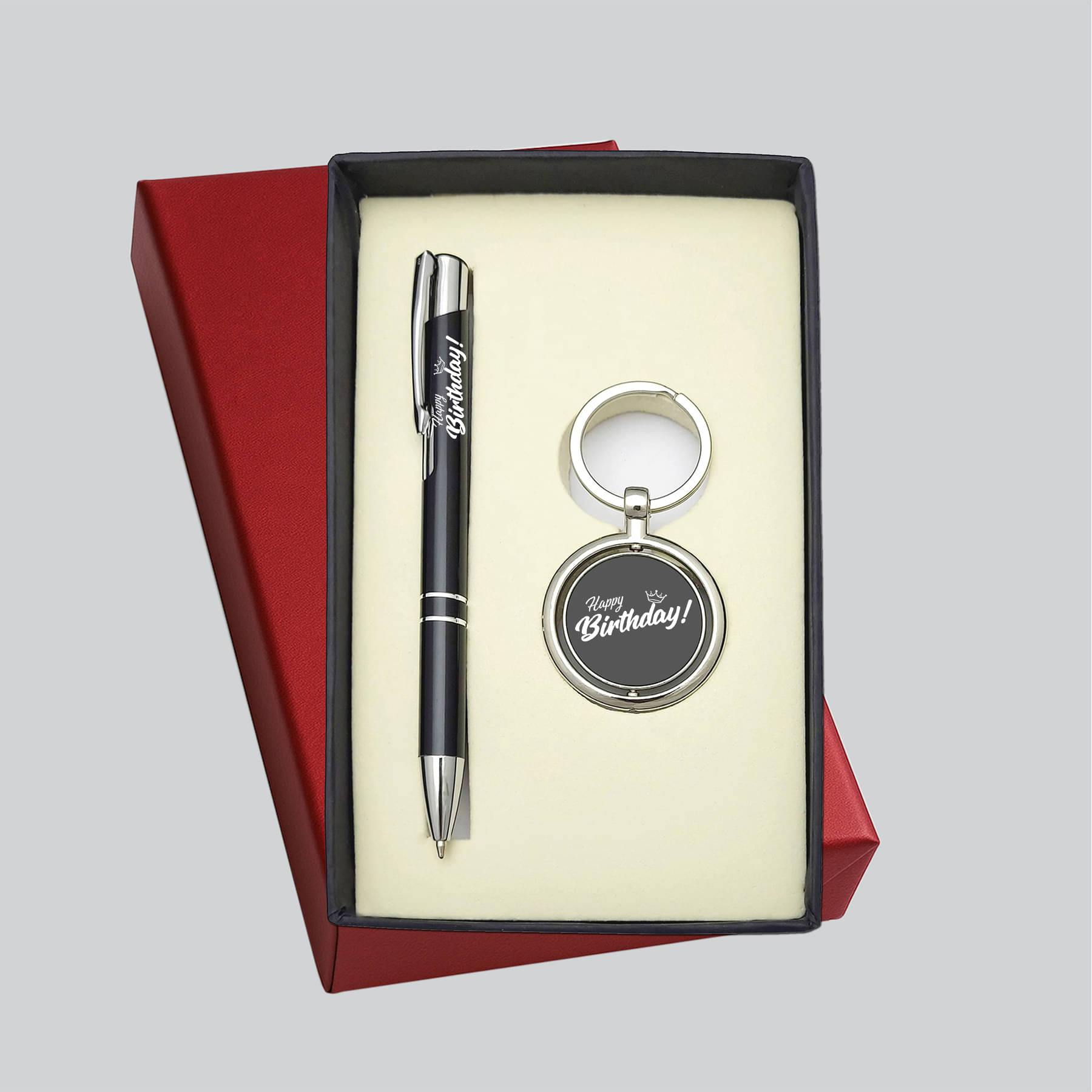 UJJi Happy Birthday Click Pen with Revolving Round Metal Kechain and Pen Gift Set UJJi Happy Birthday Click Pen with Revolving Round Metal Kechain and Pen Gift Set