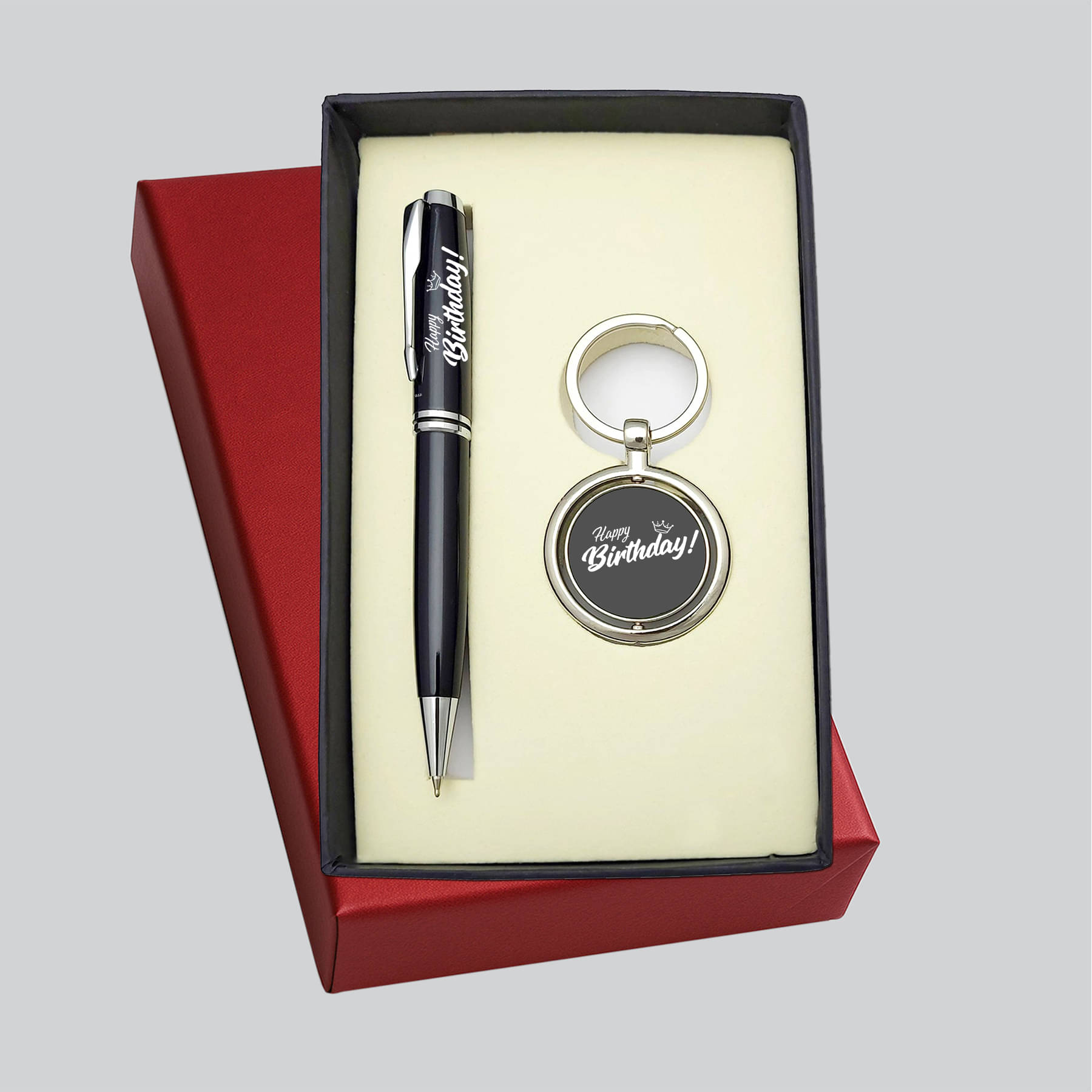 UJJi Happy Birthday Gift 2in1 Set in Metal Rovolving Keychain and Pen Gift Set UJJi Happy Birthday Gift 2in1 Set in Metal Rovolving Keychain and Pen Gift Set