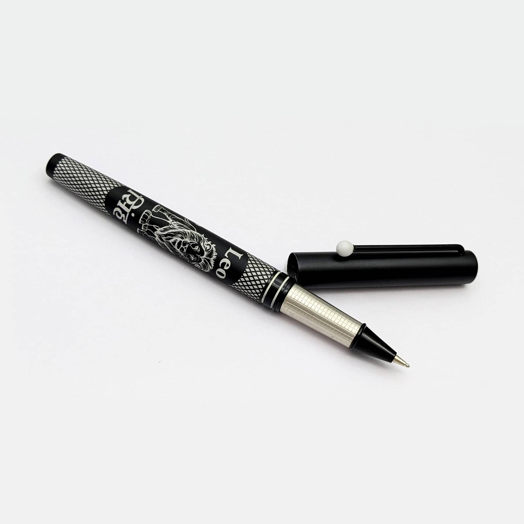     			UJJi Leo (Simha) Designed Black Aluminum Metal Blue Ink Roller Ball Pen