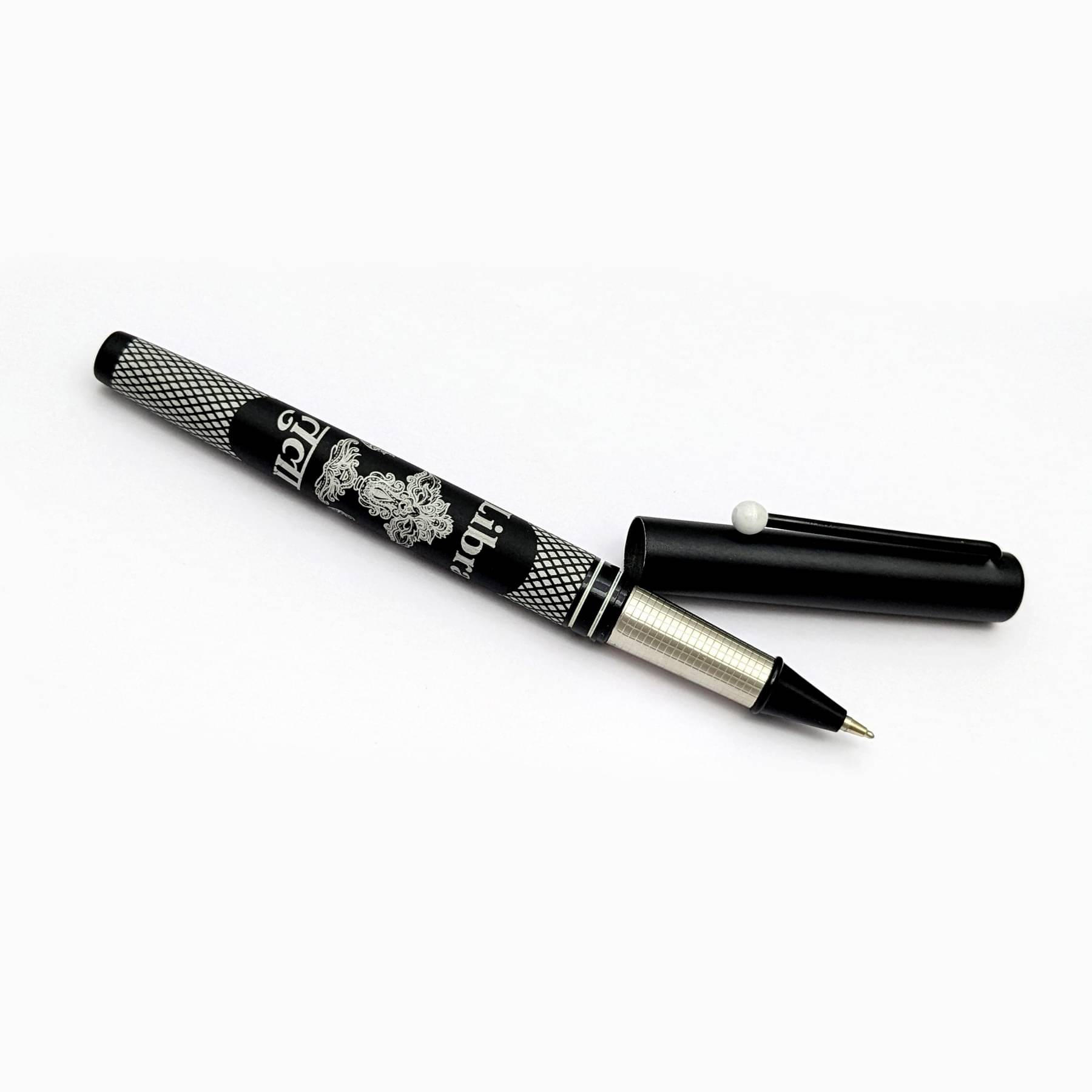 UJJi Libra (Tula) Designed Black Aluminum Metal Blue Ink Roller Ball Pen     			UJJi Libra (Tula) Designed Black Aluminum Metal Blue Ink Roller Ball Pen