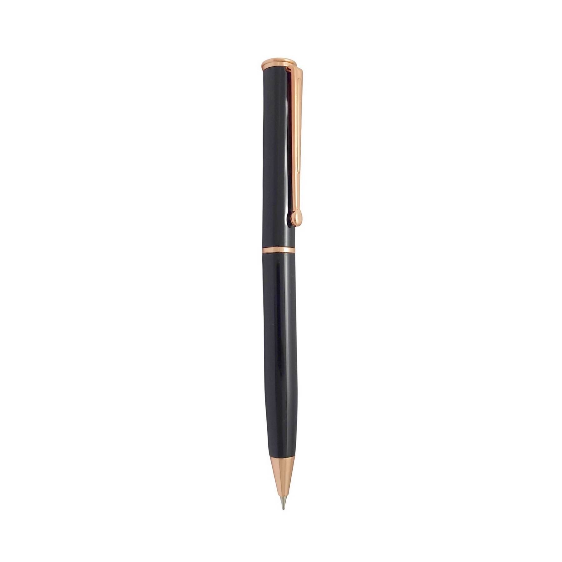     			UJJi Shiny Black with  Rose Gold Parts Metal Ball Pen
