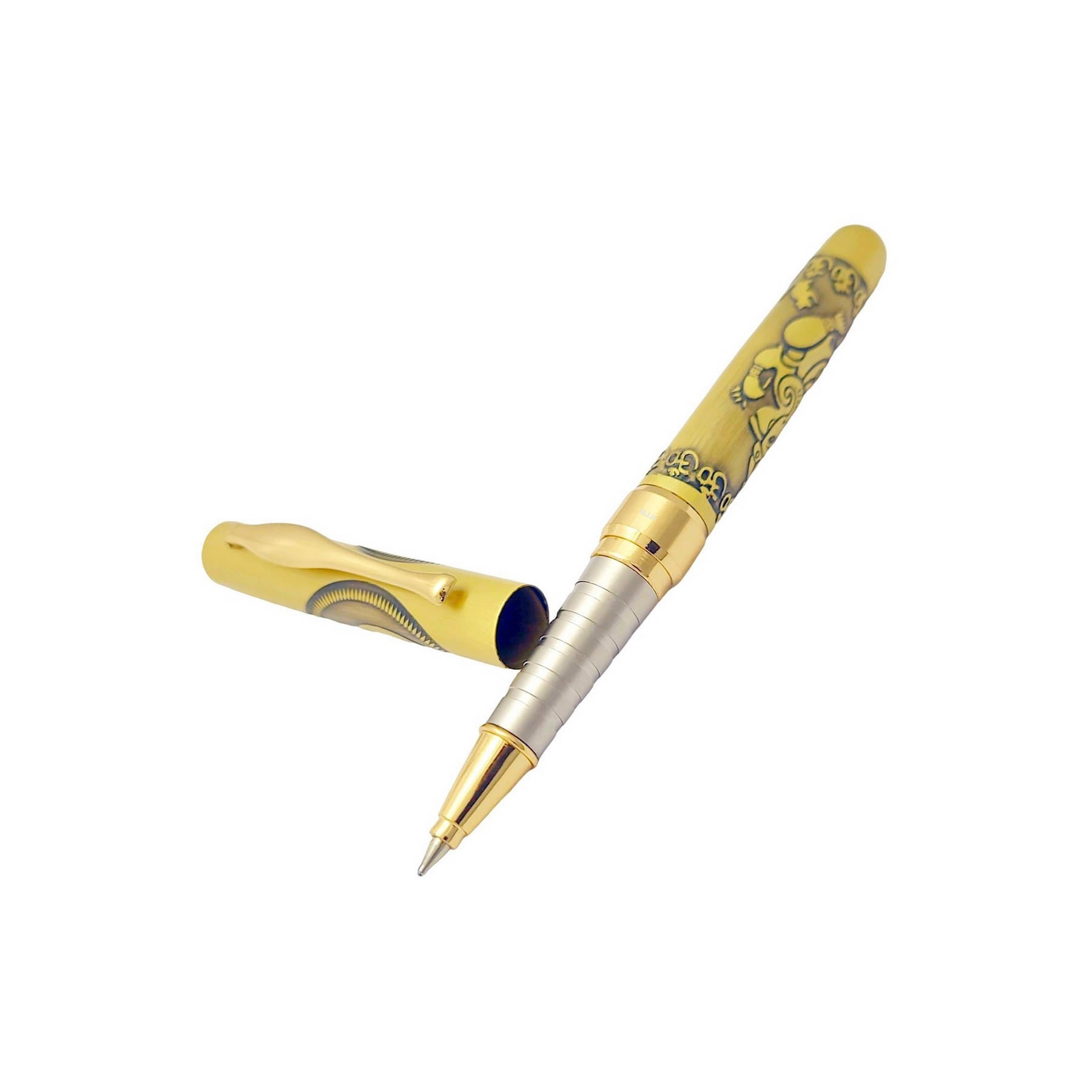 UJJi Shri Ganesha Carved Mini Size Pen with Antique Design Golden Roller Ball Pen UJJi Shri Ganesha Carved Mini Size Pen with Antique Design Golden Roller Ball Pen