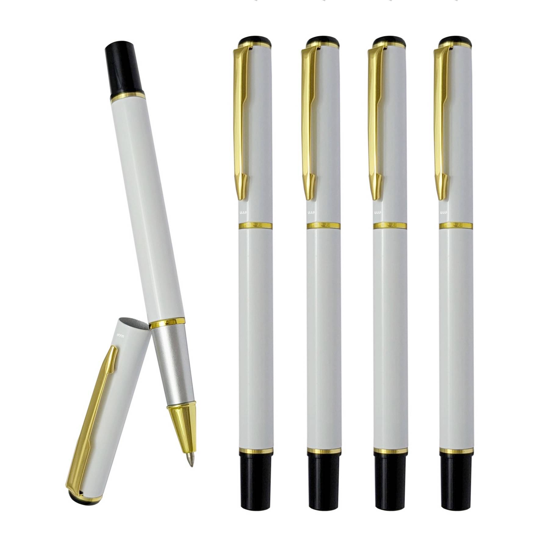     			UJJi White Colour Pen with Golden Parts Metal Roller Ball Pen