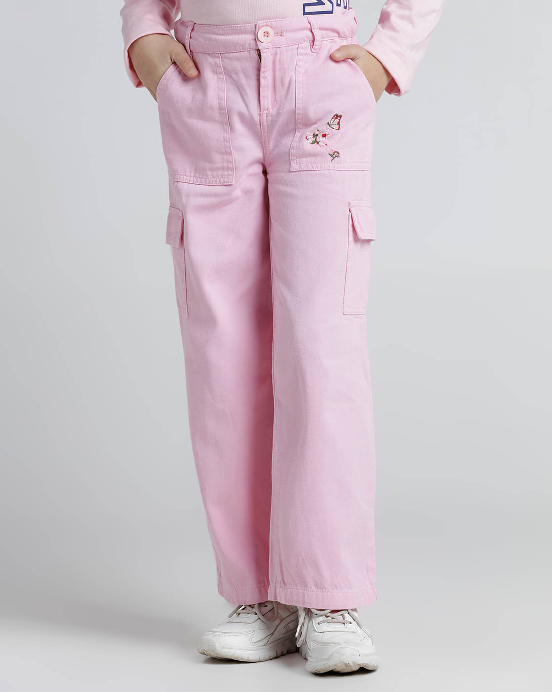     			Under Fourteen Only Pack of 1 Girls Cotton Spandex Cargos ( Pink )