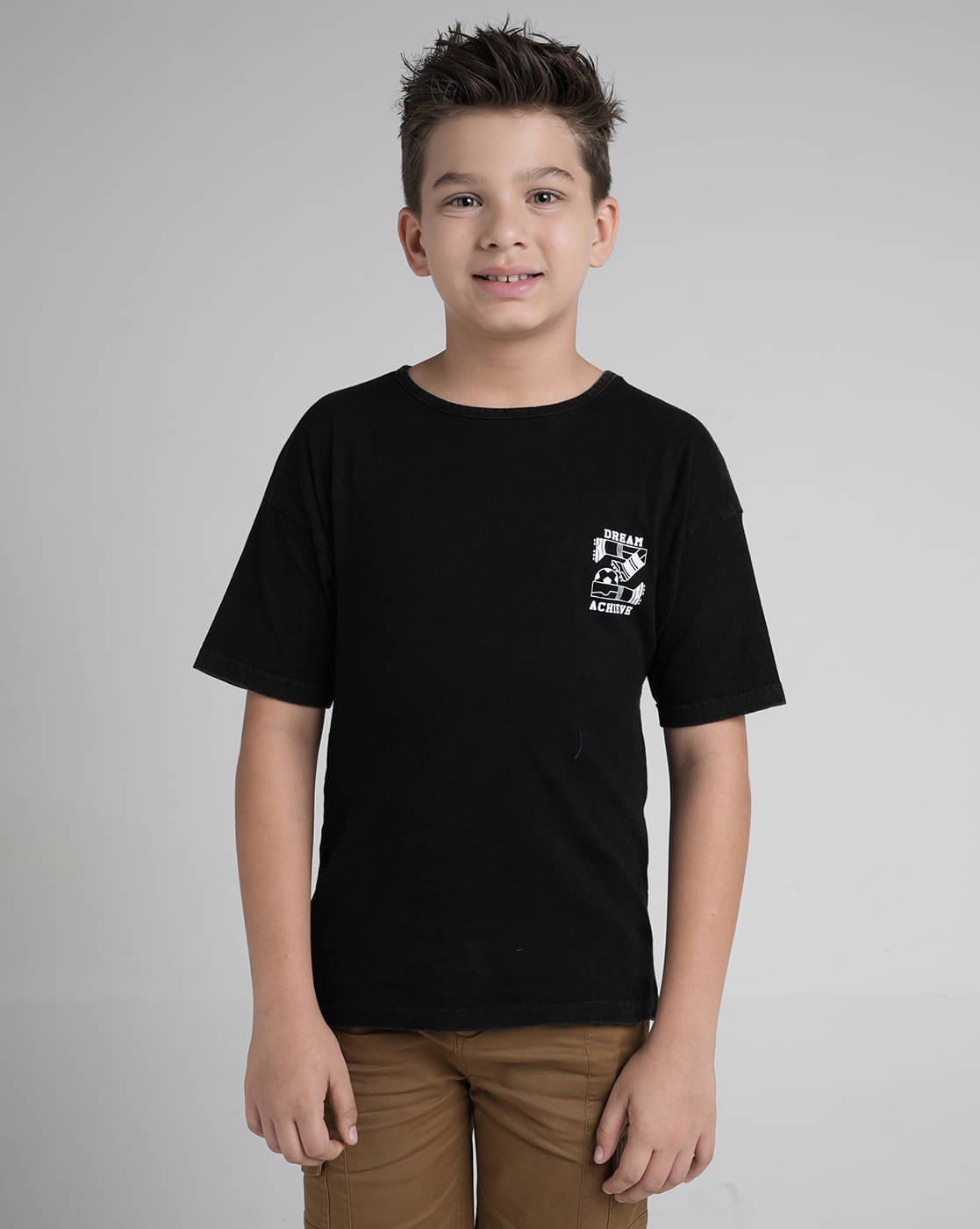     			Under Fourteen Only Pack of 1 Boys Cotton T-Shirt ( Black )
