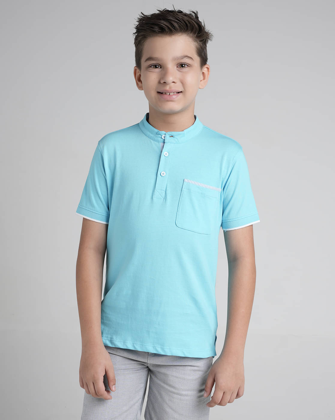    			Under Fourteen Only Pack of 1 Boys Cotton Polo T-Shirt ( Blue )
