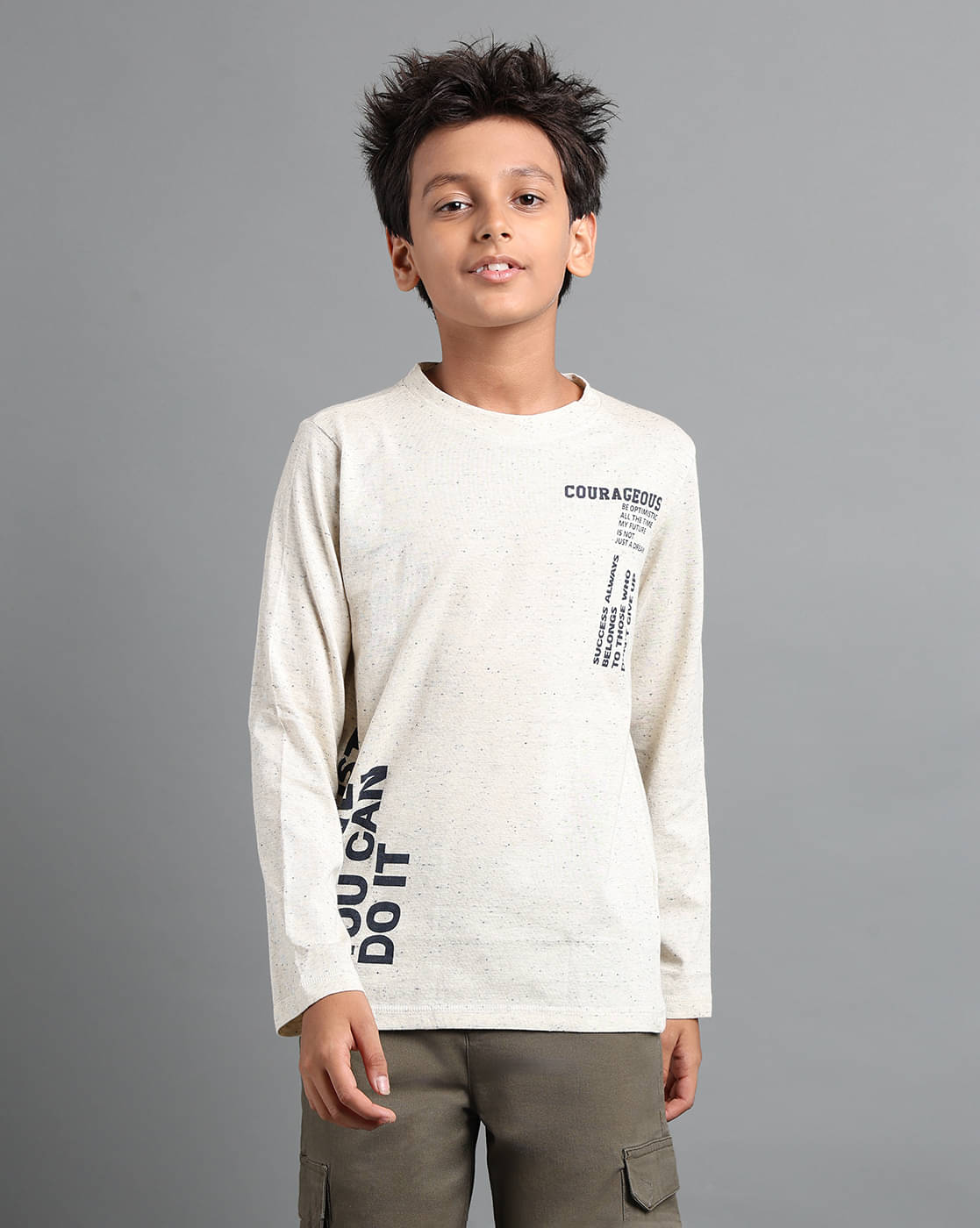     			Under Fourteen Only Pack of 1 Boys Cotton T-Shirt ( CREAM )