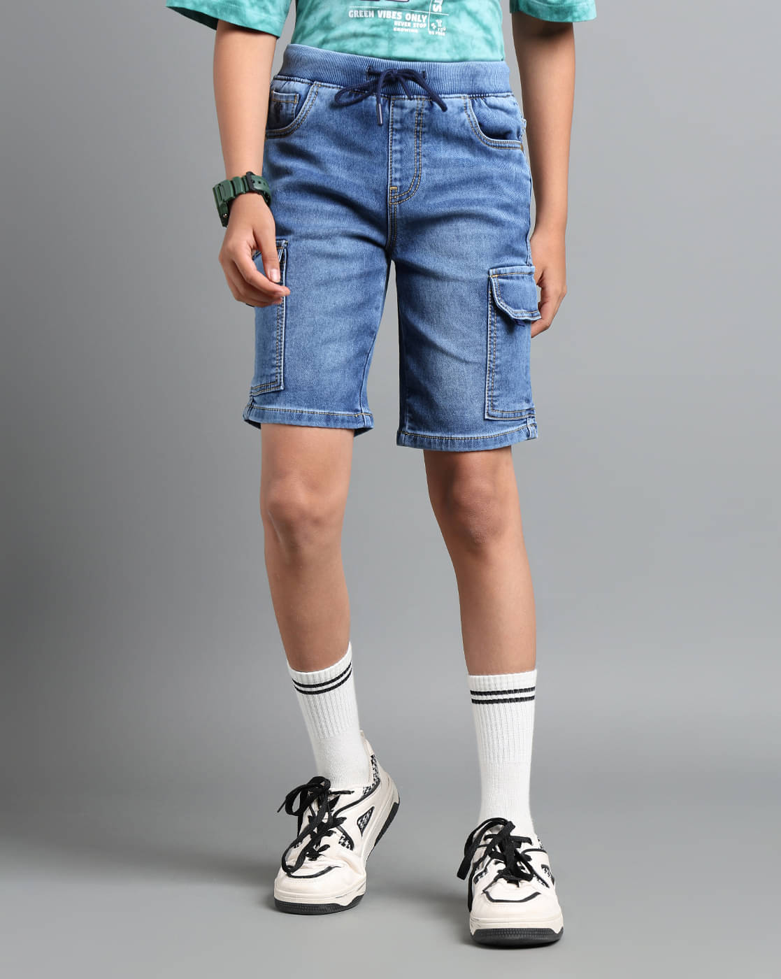     			Under Fourteen Only Pack of 1 Denim Shorts For Boys ( BLUE )