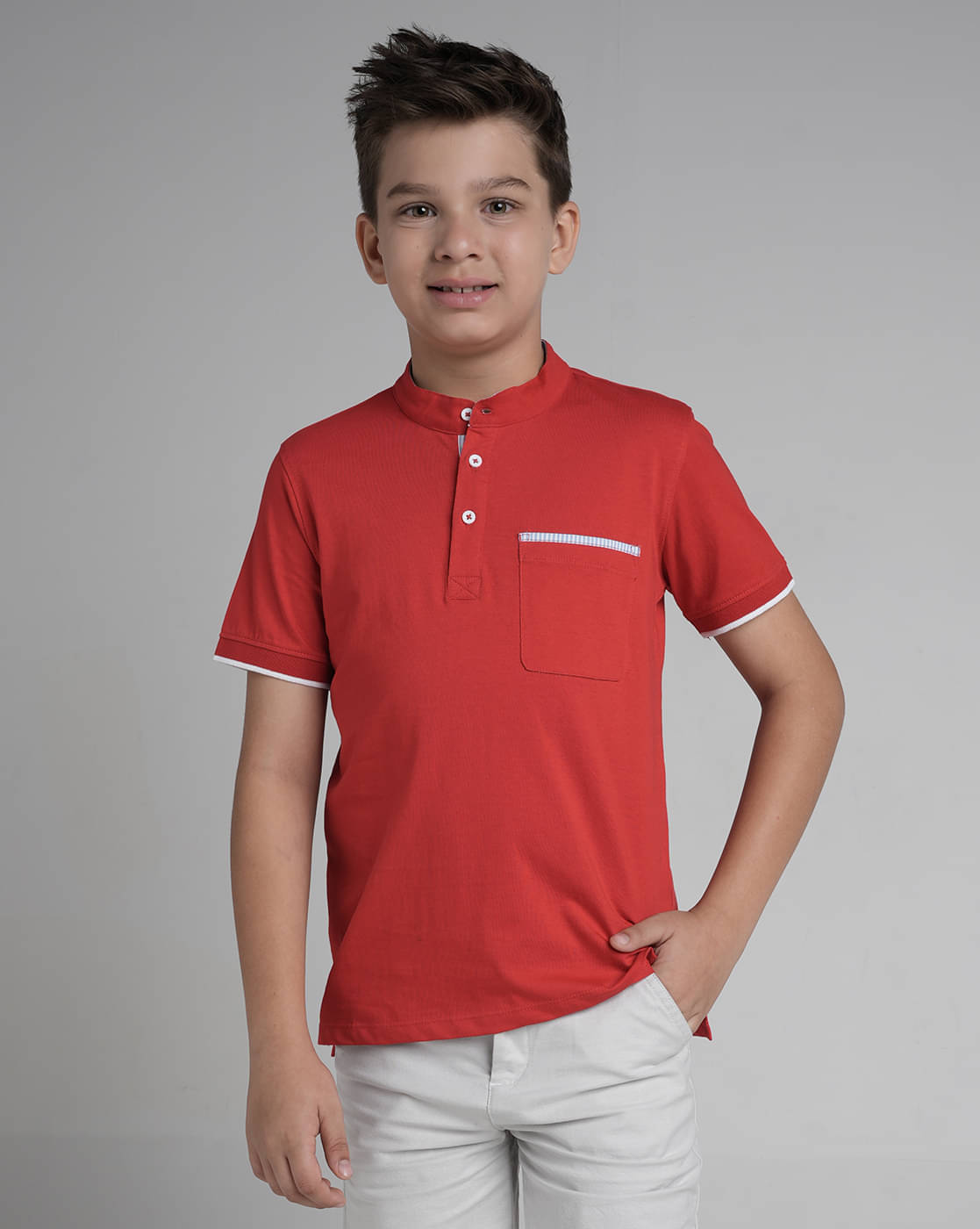     			Under Fourteen Only Pack of 1 Boys Cotton Polo T-Shirt ( Red )