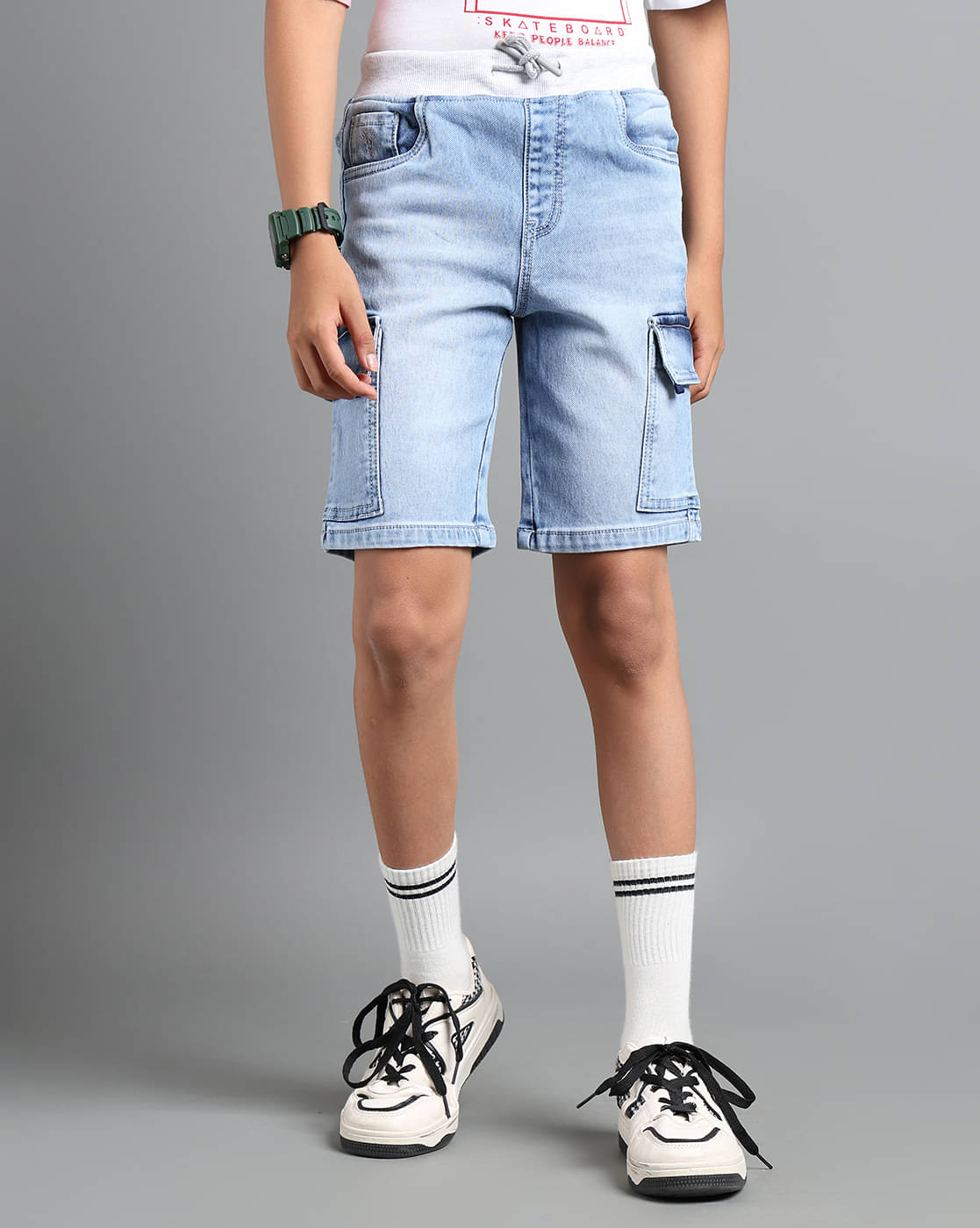     			Under Fourteen Only Pack of 1 Denim Shorts For Boys ( SKY BLUE )
