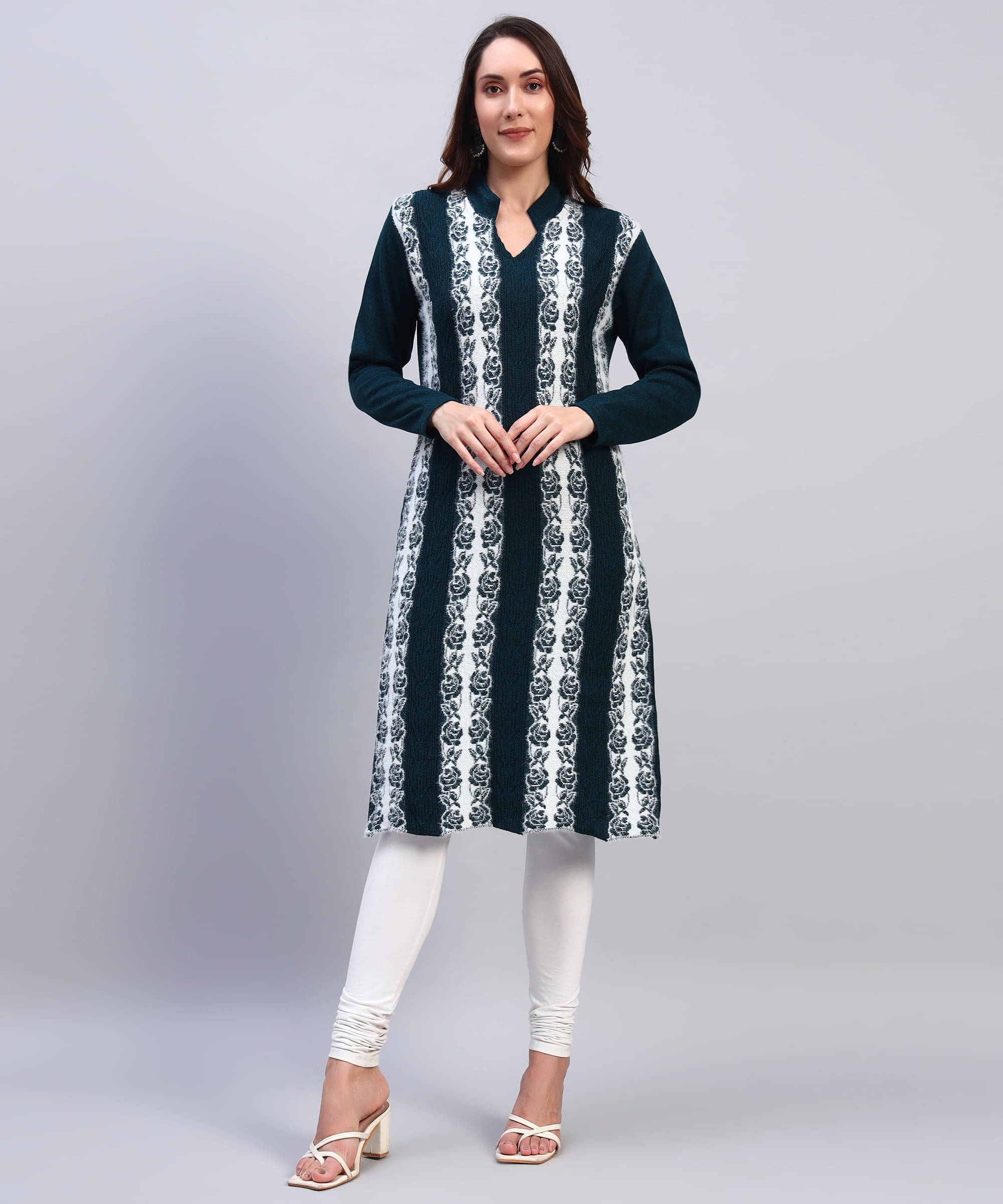 ZEPPI Women Woollen Self Design Straight Kurti ( Blue ) ZEPPI Women Woollen Self Design Straight Kurti ( Blue )