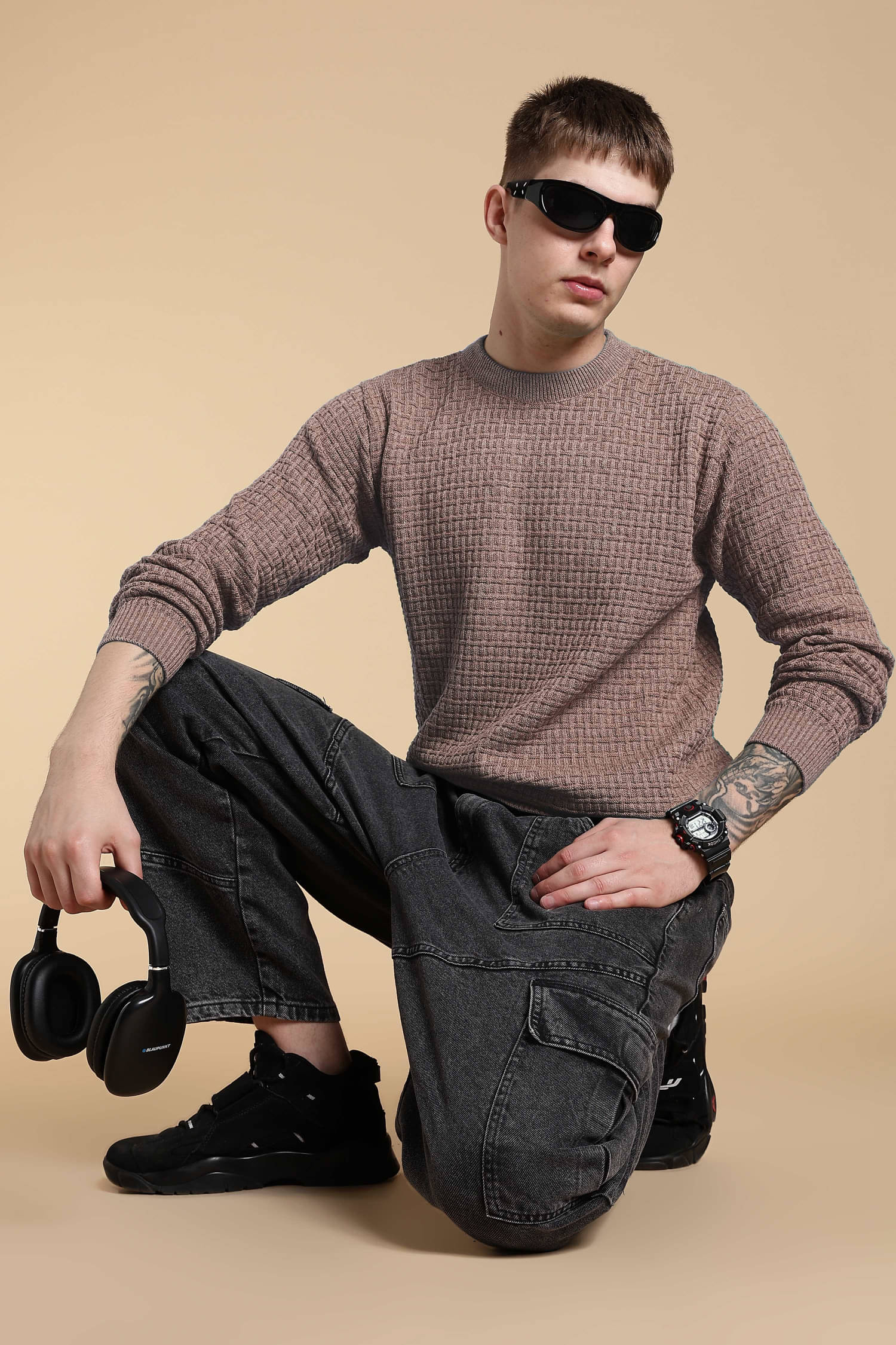     			nikline Woollen Blend Round Neck Men's Full Sleeves Pullover Sweater - Cream ( Pack of 1 )