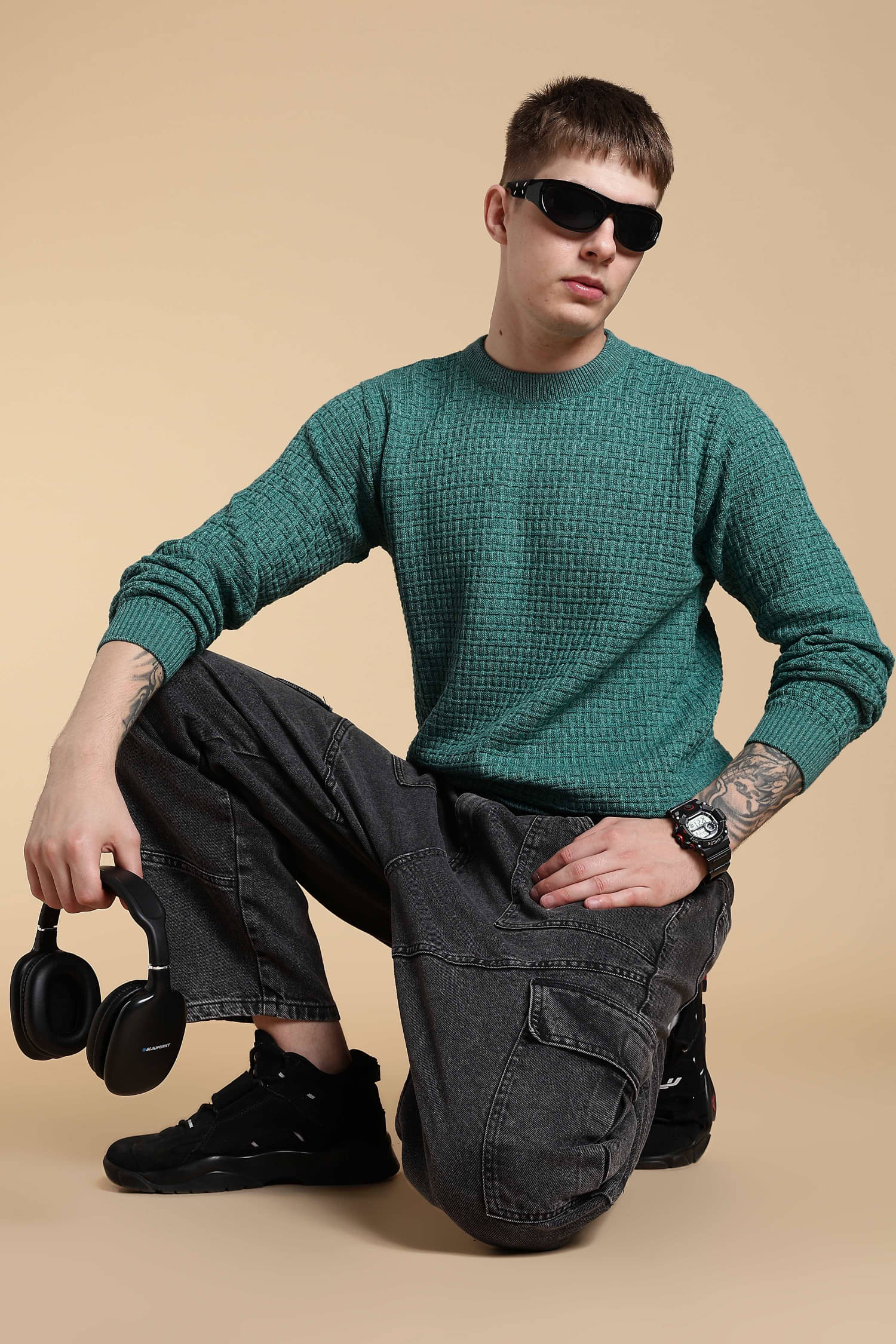 nikline Woollen Blend Round Neck Men's Full Sleeves Pullover Sweater - Sea Green ( Pack of 1 )     			nikline Woollen Blend Round Neck Men's Full Sleeves Pullover Sweater - Sea Green ( Pack of 1 )