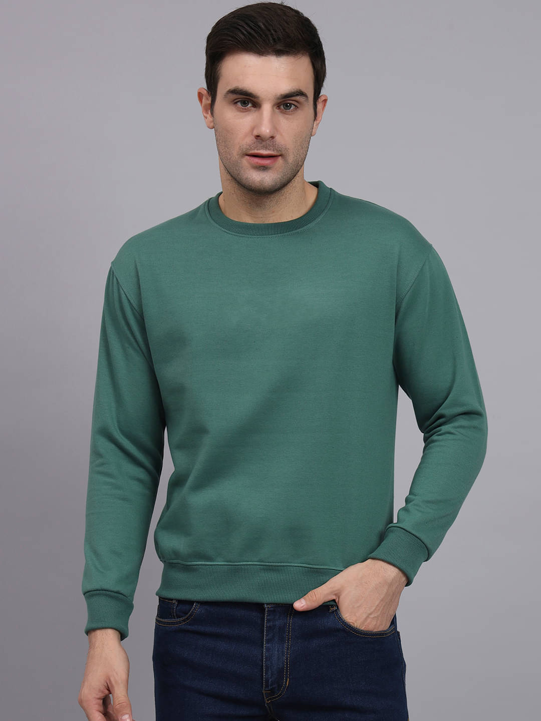     			7 ISLANDS Fleece Round Neck Men's Sweatshirt - Green ( Pack of 1 )