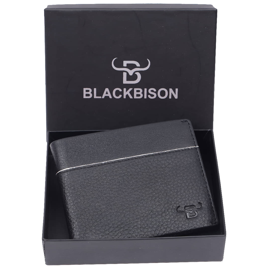 BLACKBISON 100% Leather Self Design Men's RFID Wallet,Two Fold Wallet With 6 Slots For Card ( Black , Pack of 1 ) BLACKBISON 100% Leather Self Design Men's RFID Wallet,Two Fold Wallet With 6 Slots For Card ( Black , Pack of 1 )