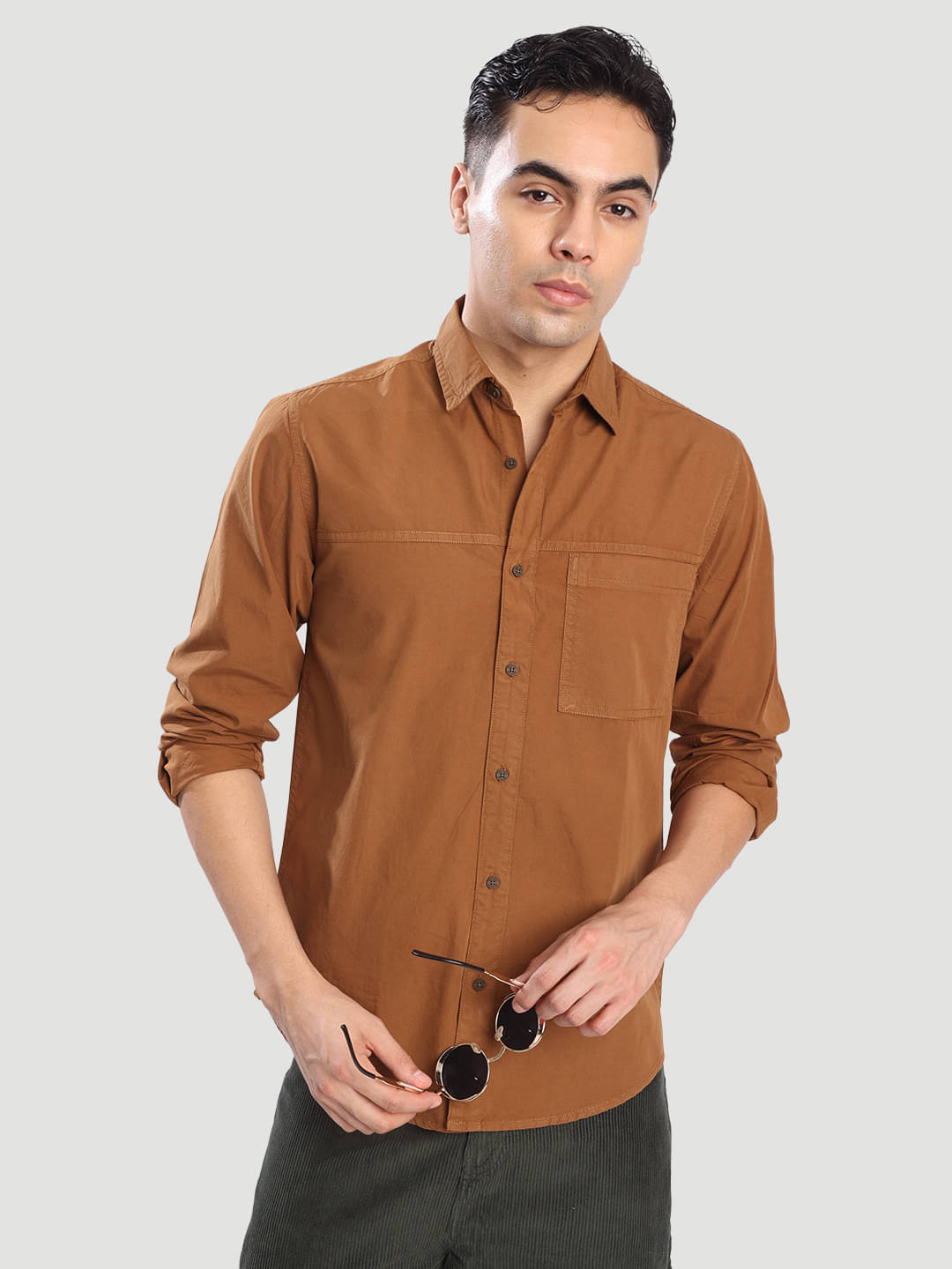     			Bene Kleed 100% Cotton Regular Fit Solids Full Sleeves Men's Casual Shirt - Brown ( Pack of 1 )