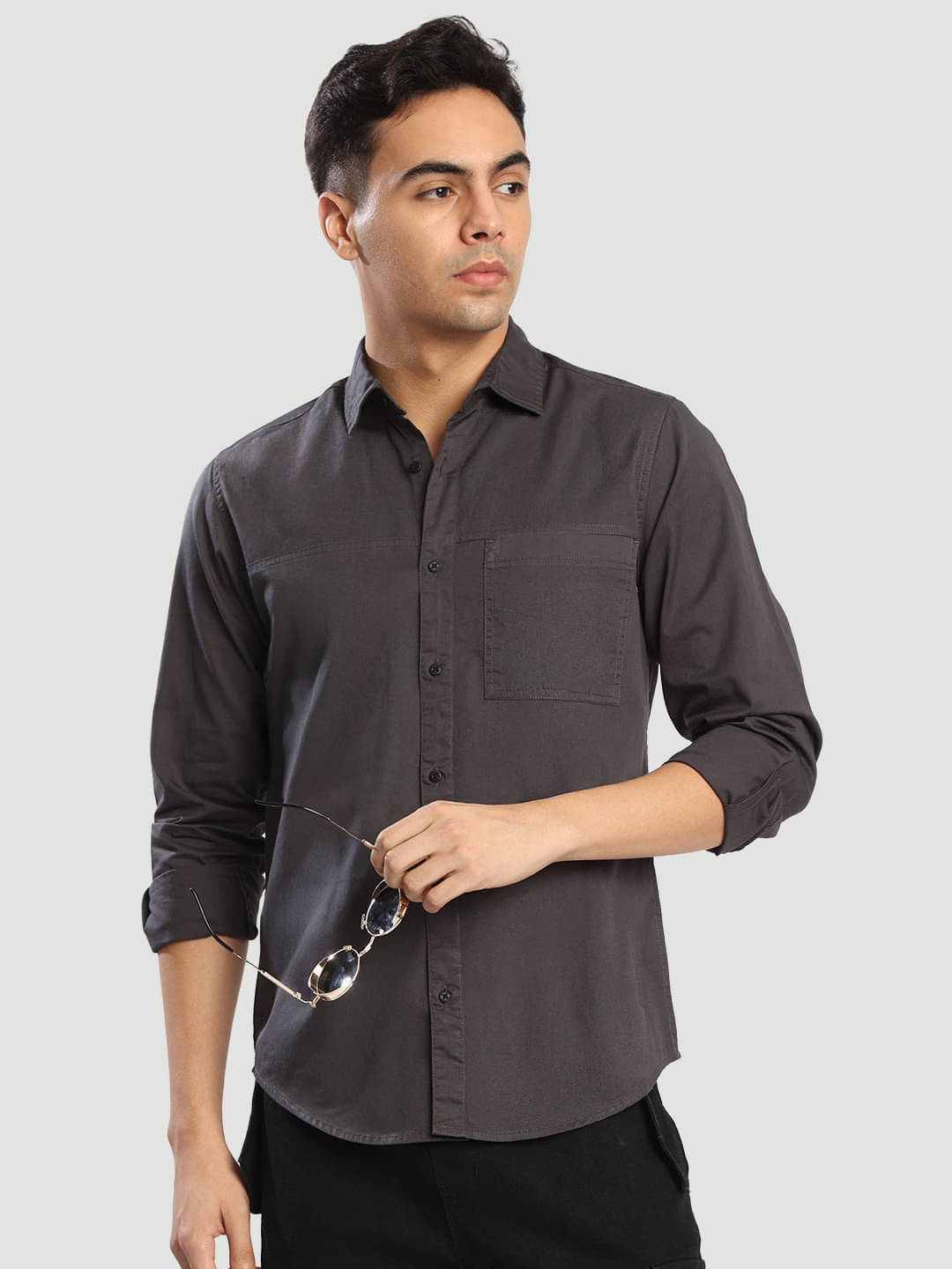 Bene Kleed 100% Cotton Regular Fit Solids Full Sleeves Men's Casual Shirt - Dark Grey ( Pack of 1 ) Bene Kleed 100% Cotton Regular Fit Solids Full Sleeves Men's Casual Shirt - Dark Grey ( Pack of 1 )