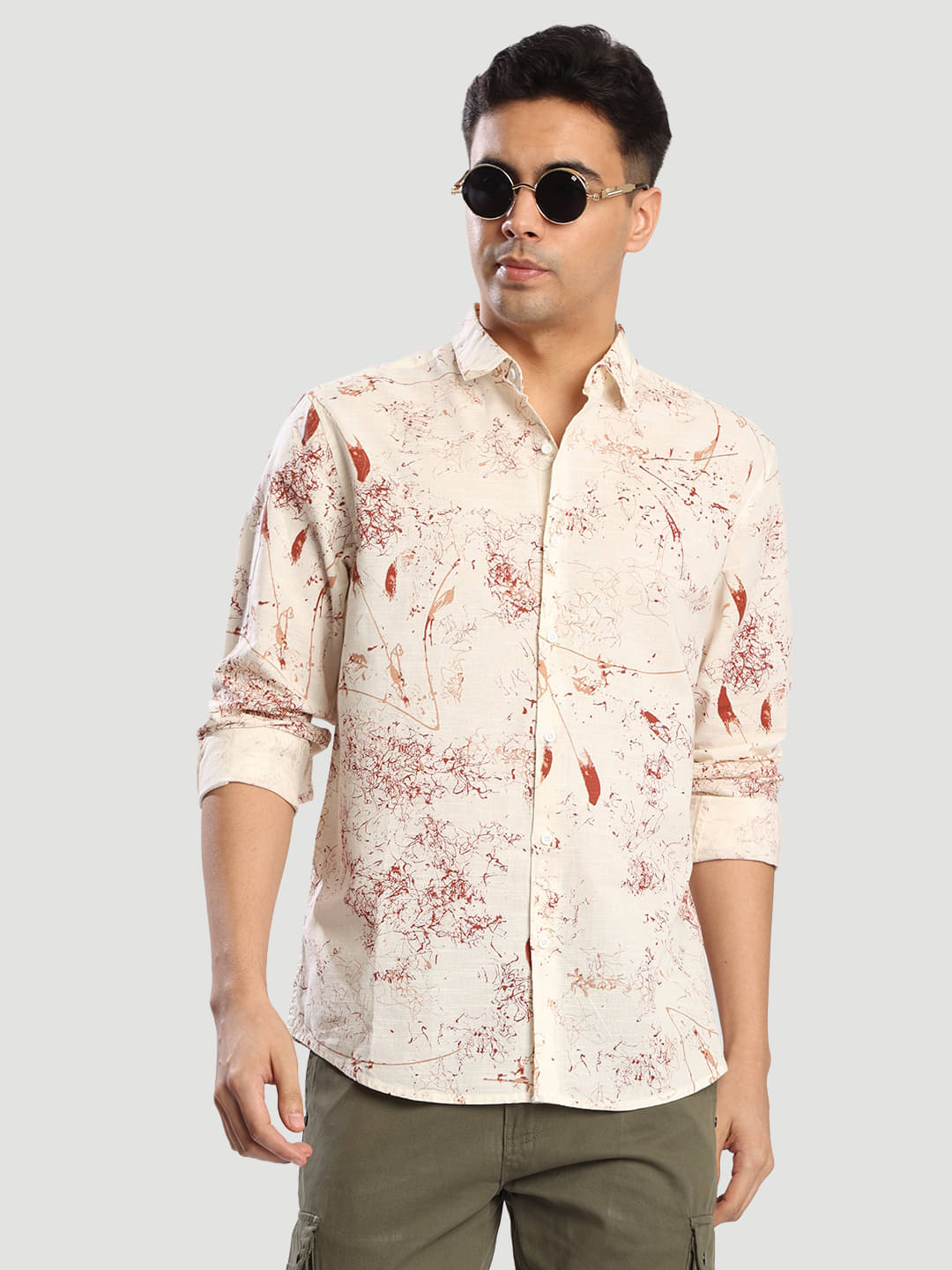     			Bene Kleed 100% Cotton Regular Fit Printed Full Sleeves Men's Casual Shirt - Off White ( Pack of 1 )