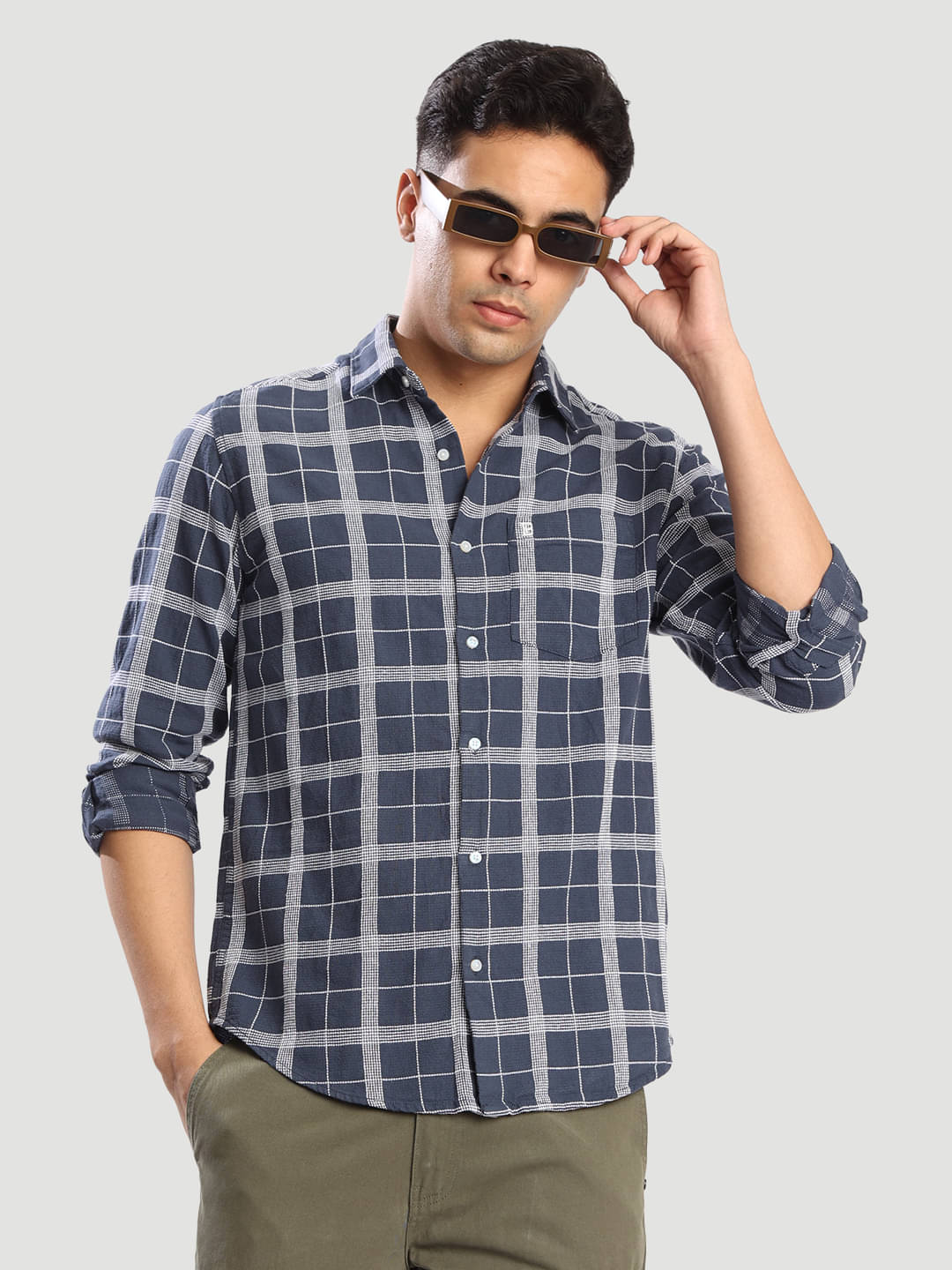     			Bene Kleed 100% Cotton Regular Fit Checks Full Sleeves Men's Casual Shirt - Blue ( Pack of 1 )