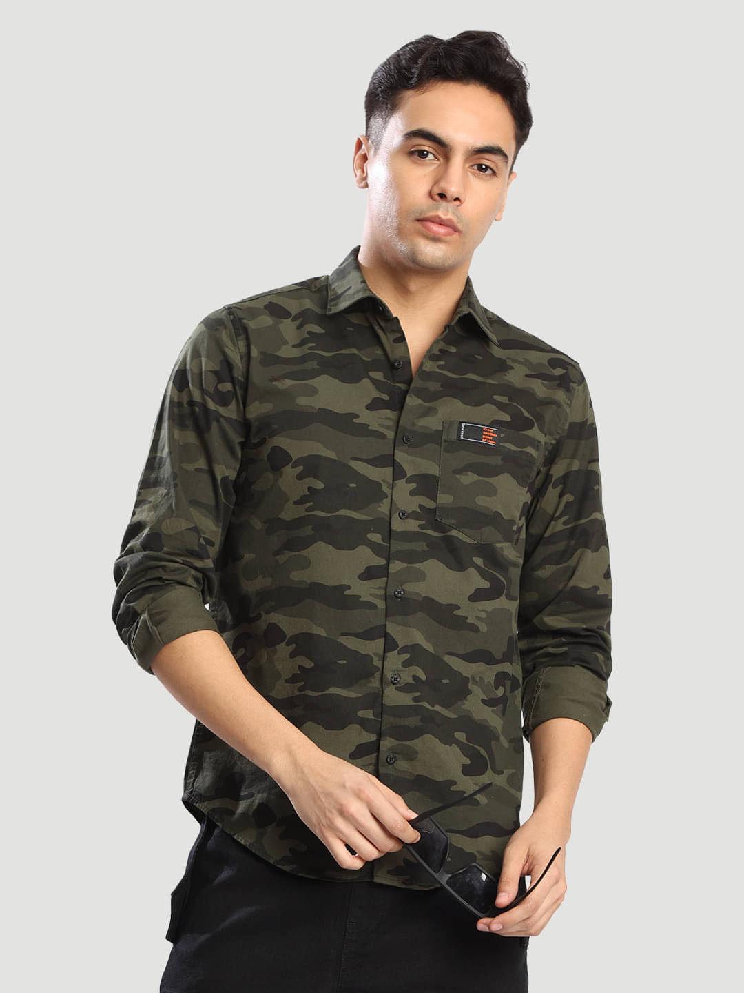     			Bene Kleed 100% Cotton Regular Fit Printed Full Sleeves Men's Casual Shirt - Olive ( Pack of 1 )