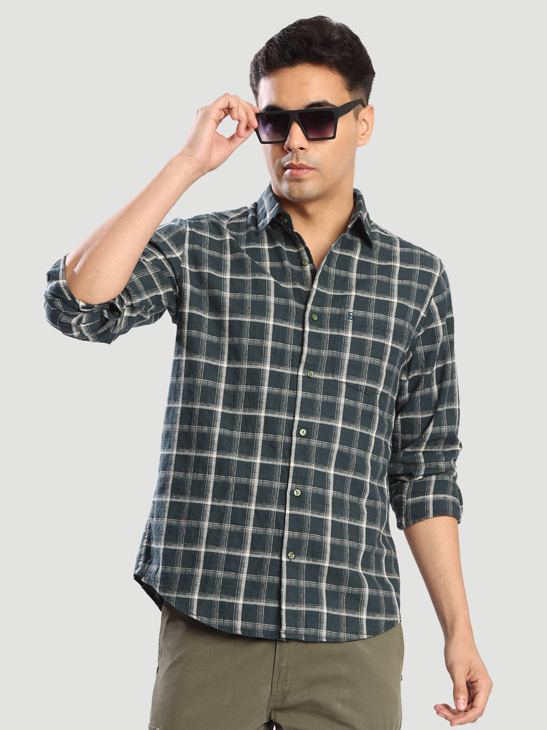    			Bene Kleed 100% Cotton Regular Fit Checks Full Sleeves Men's Casual Shirt - Green ( Pack of 1 )
