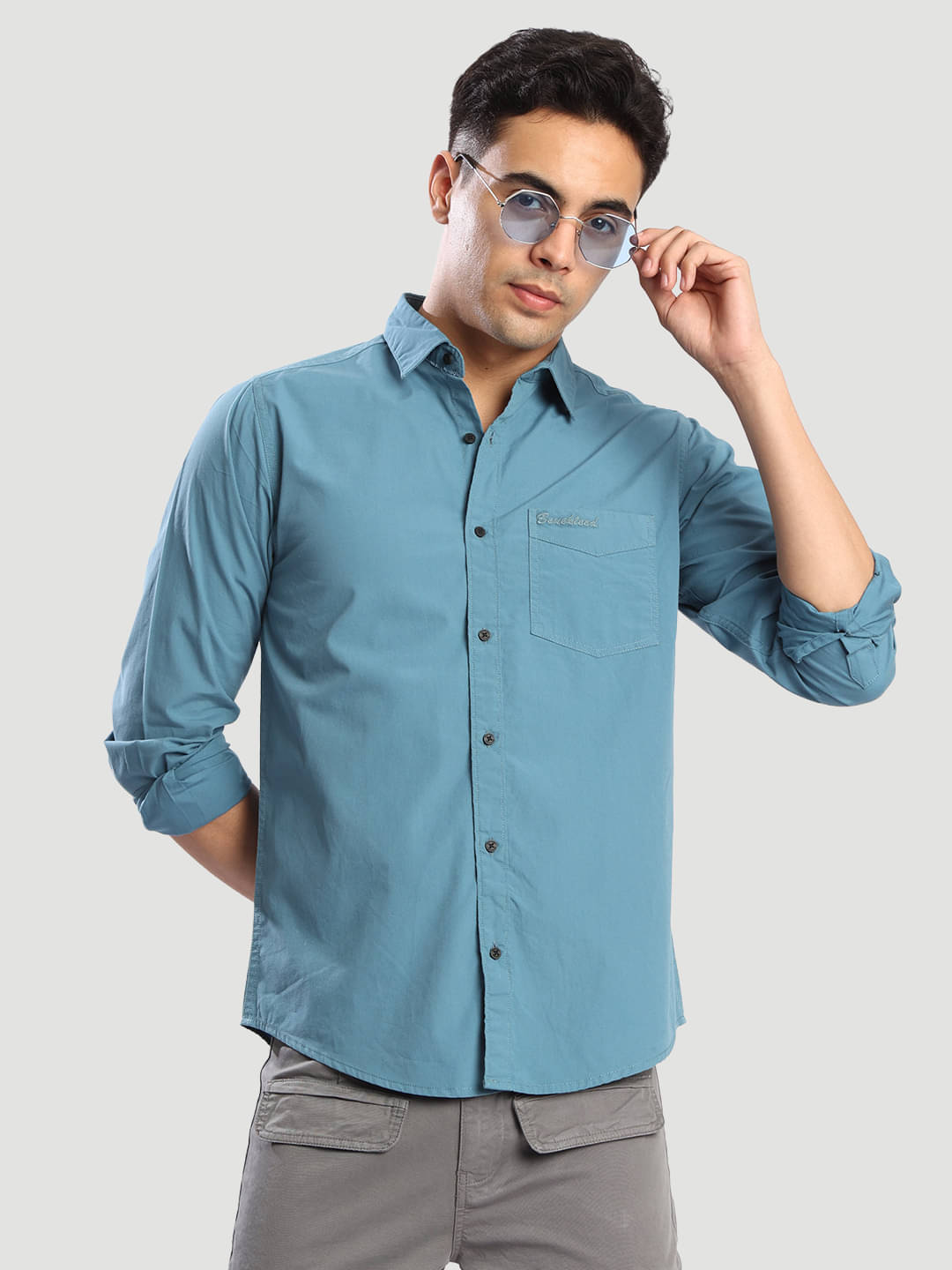     			Bene Kleed 100% Cotton Regular Fit Solids Full Sleeves Men's Casual Shirt - Grey ( Pack of 1 )