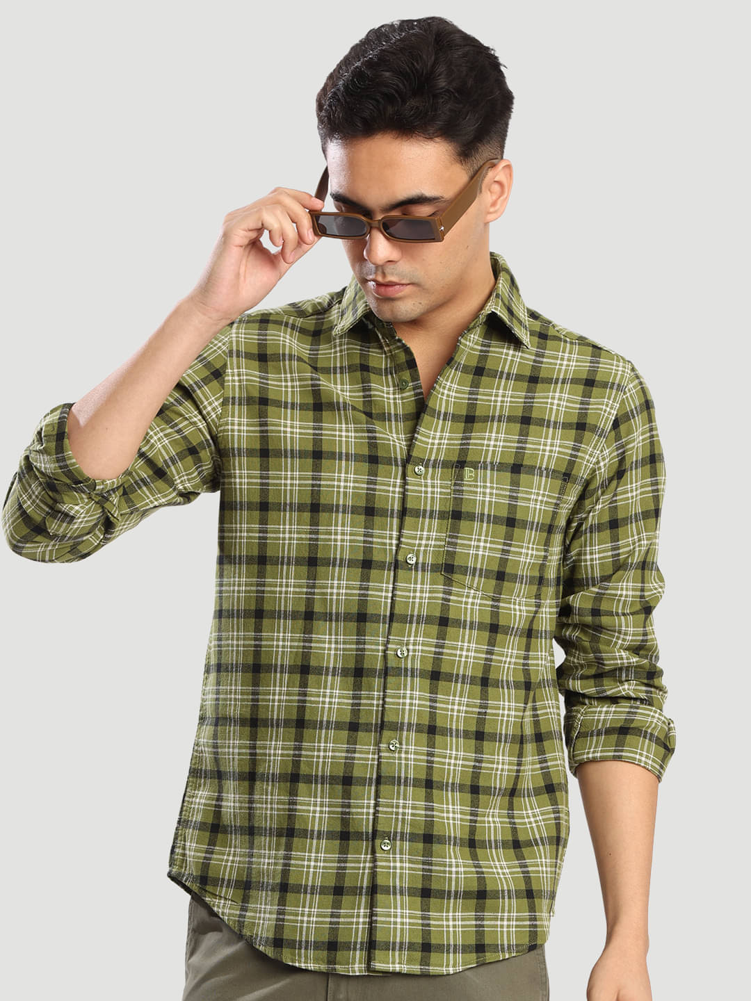     			Bene Kleed 100% Cotton Regular Fit Checks Full Sleeves Men's Casual Shirt - Green ( Pack of 1 )