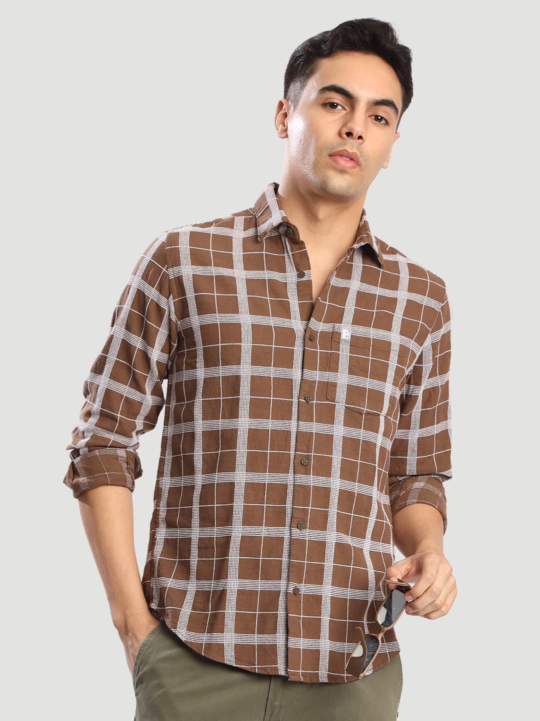     			Bene Kleed 100% Cotton Regular Fit Checks Full Sleeves Men's Casual Shirt - Brown ( Pack of 1 )