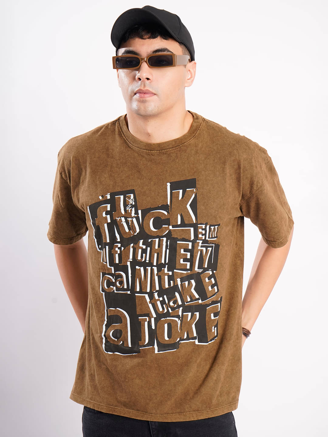     			Bene Kleed Men Cotton Oversized Fit Printed T-Shirt ( Brown )