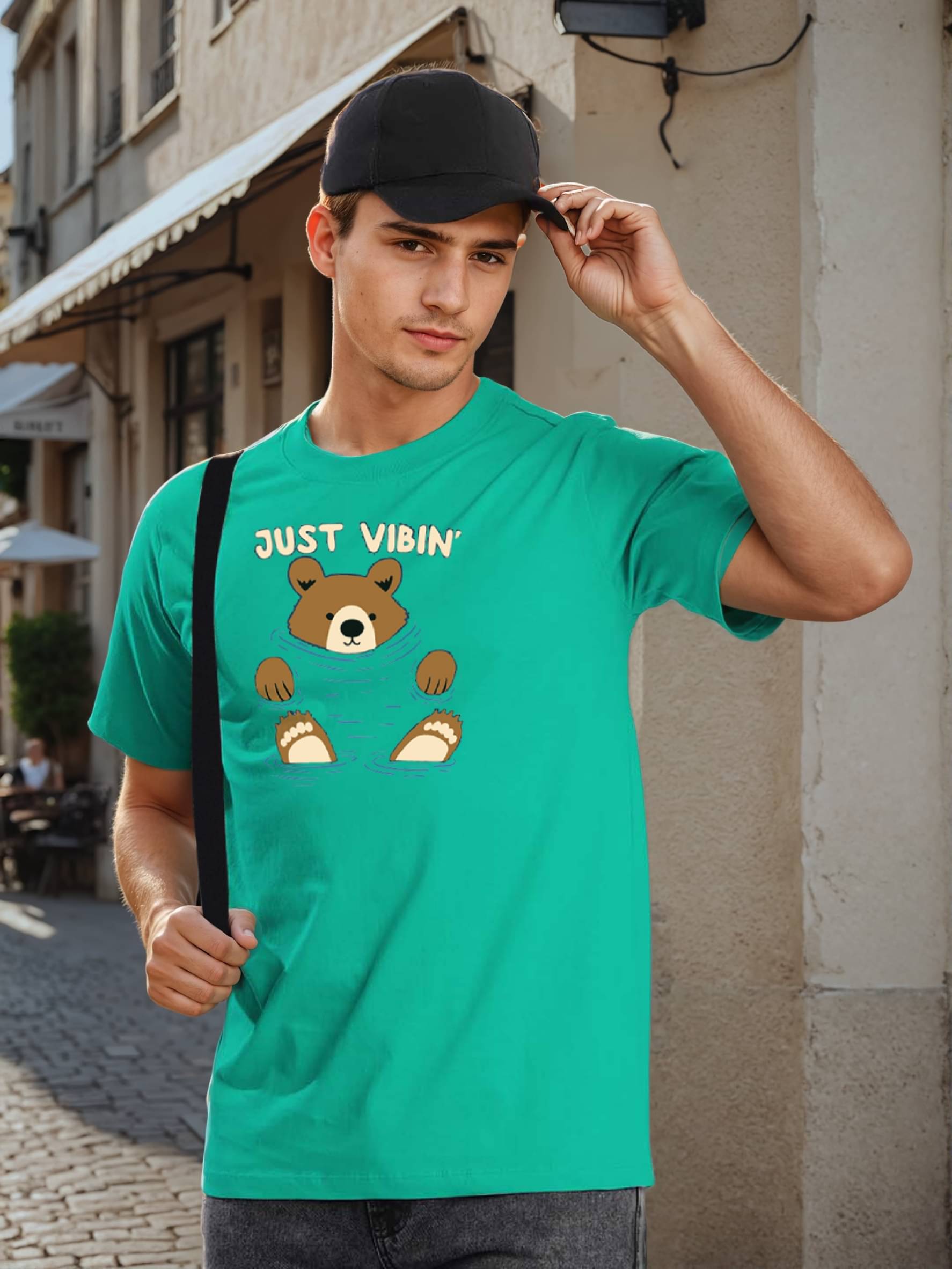 Bene Kleed Men Cotton Regular Fit Printed T-Shirt ( Teal ) Bene Kleed Men Cotton Regular Fit Printed T-Shirt ( Teal )