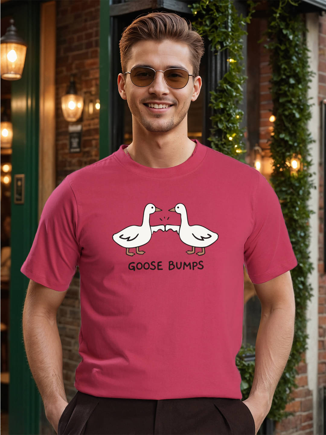     			Bene Kleed Men Cotton Regular Fit Printed T-Shirt ( Magenta )