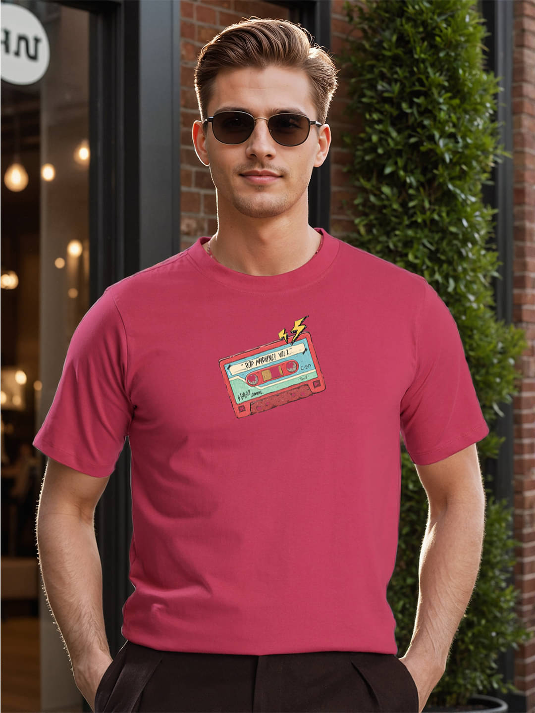     			Bene Kleed Men Cotton Regular Fit Solid T-Shirt ( Magenta )