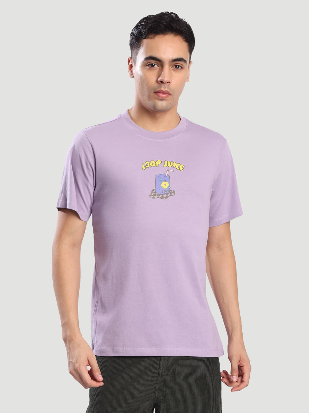     			Bene Kleed Men Cotton Regular Fit Printed T-Shirt ( Lavender )