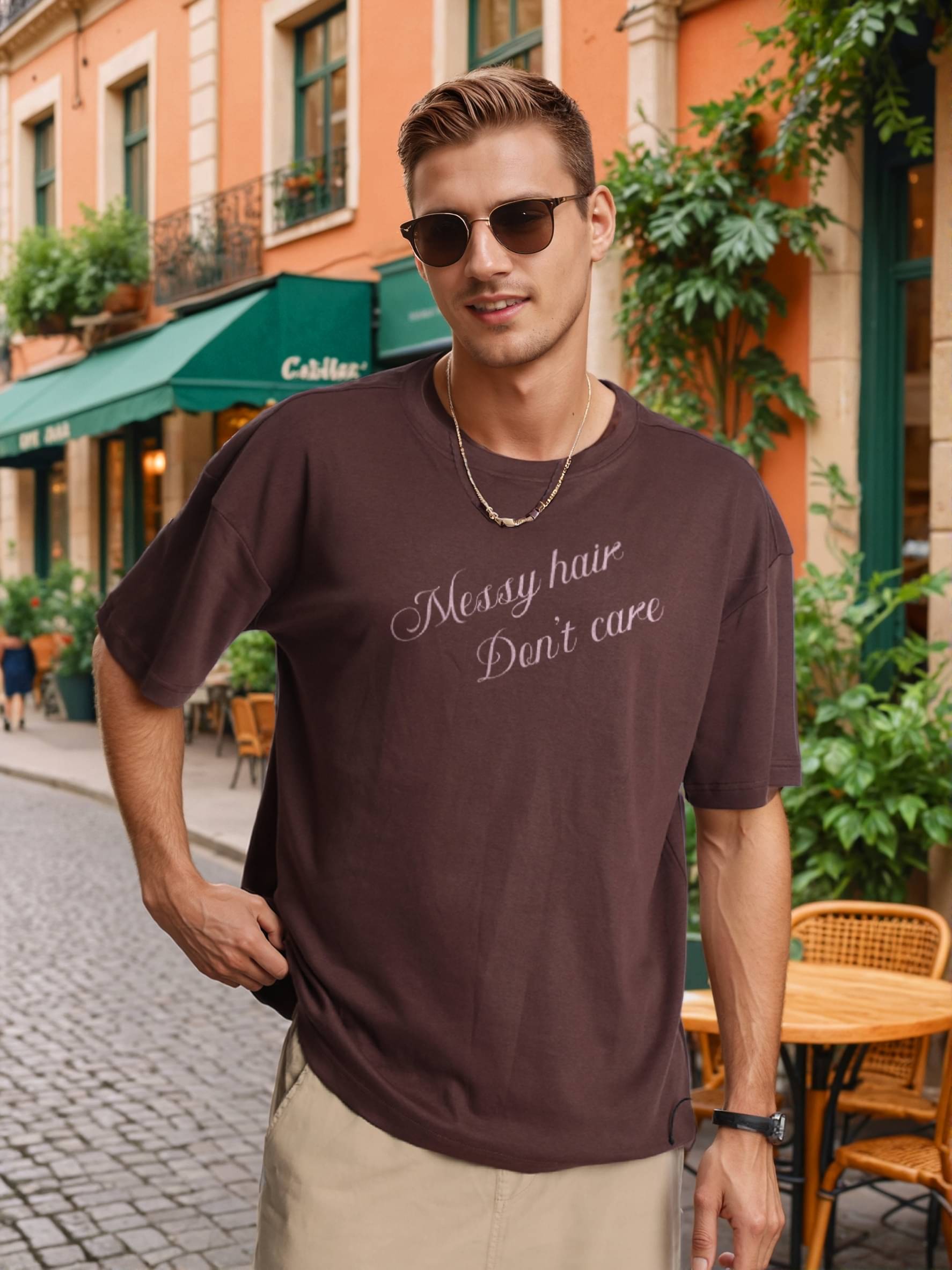     			Bene Kleed Men Cotton Relaxed Fit Solid T-Shirt ( Brown )