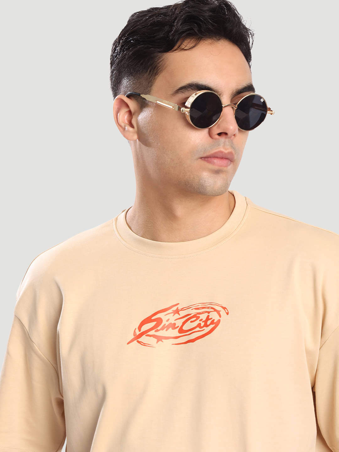     			Bene Kleed Men Cotton Relaxed Fit Solid T-Shirt ( Beige )