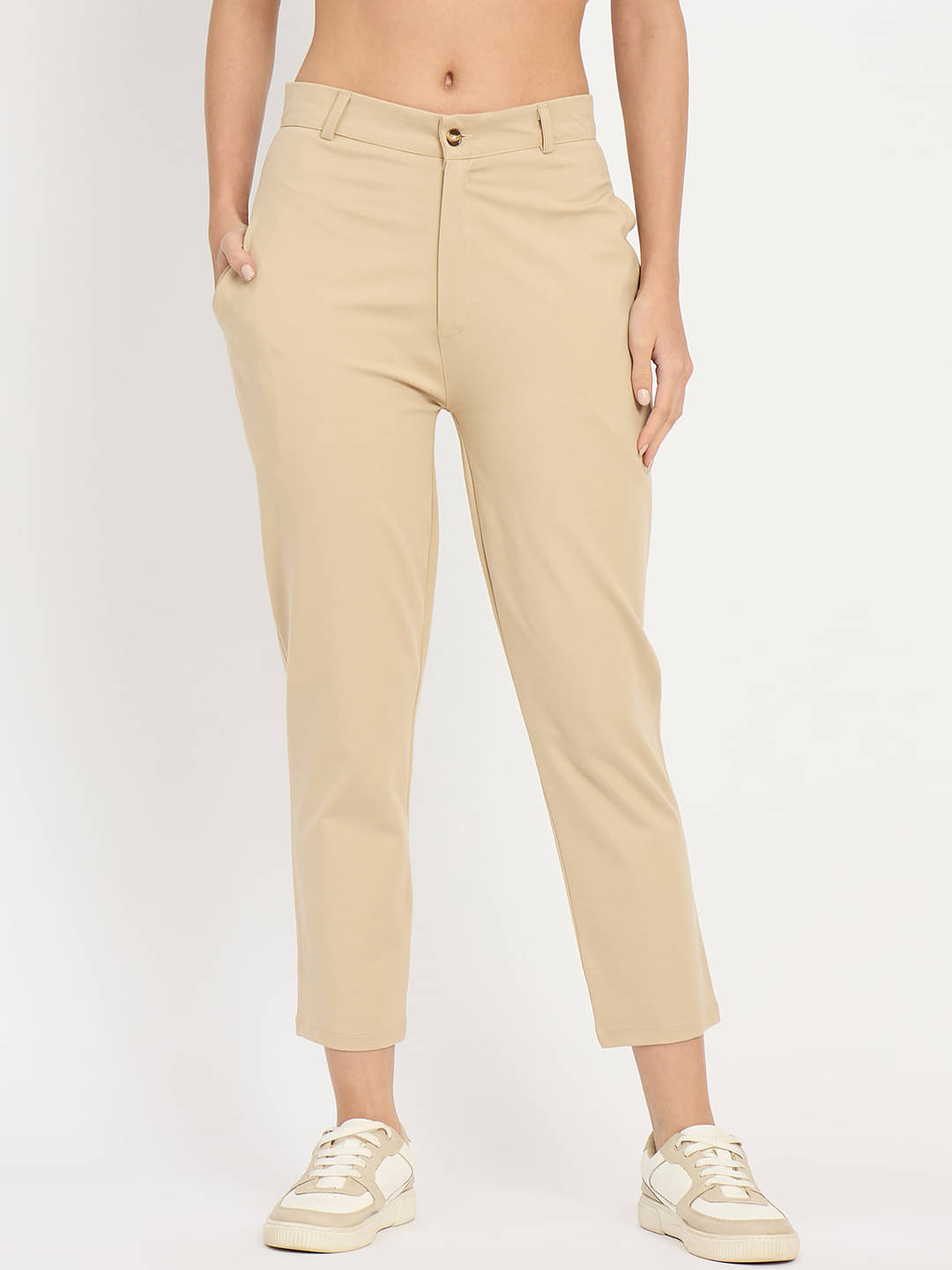    			Camey Women Polyester Casual Trousers ( Beige )